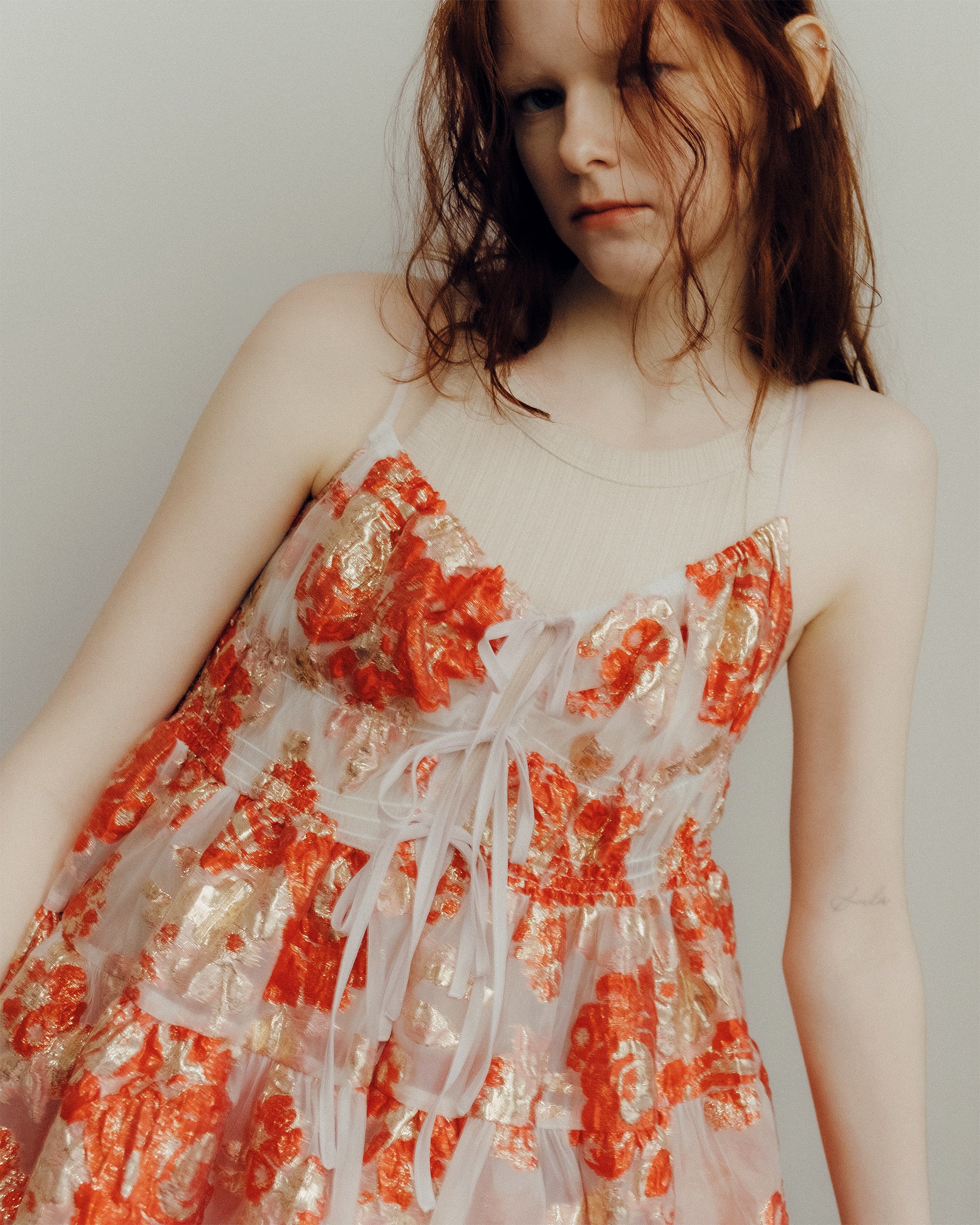 Airy tie bloom tunic