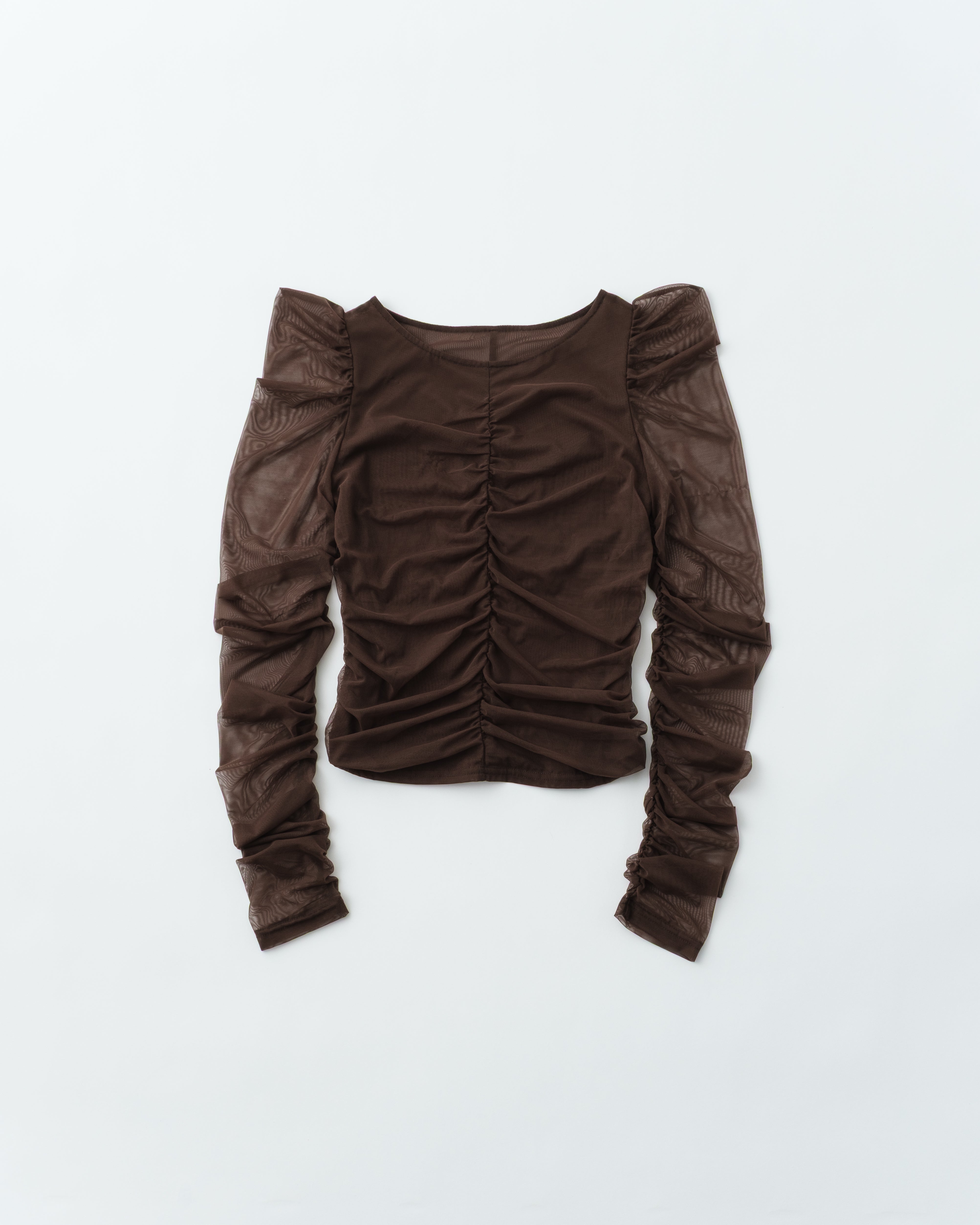 Peak shirring long sleeve top