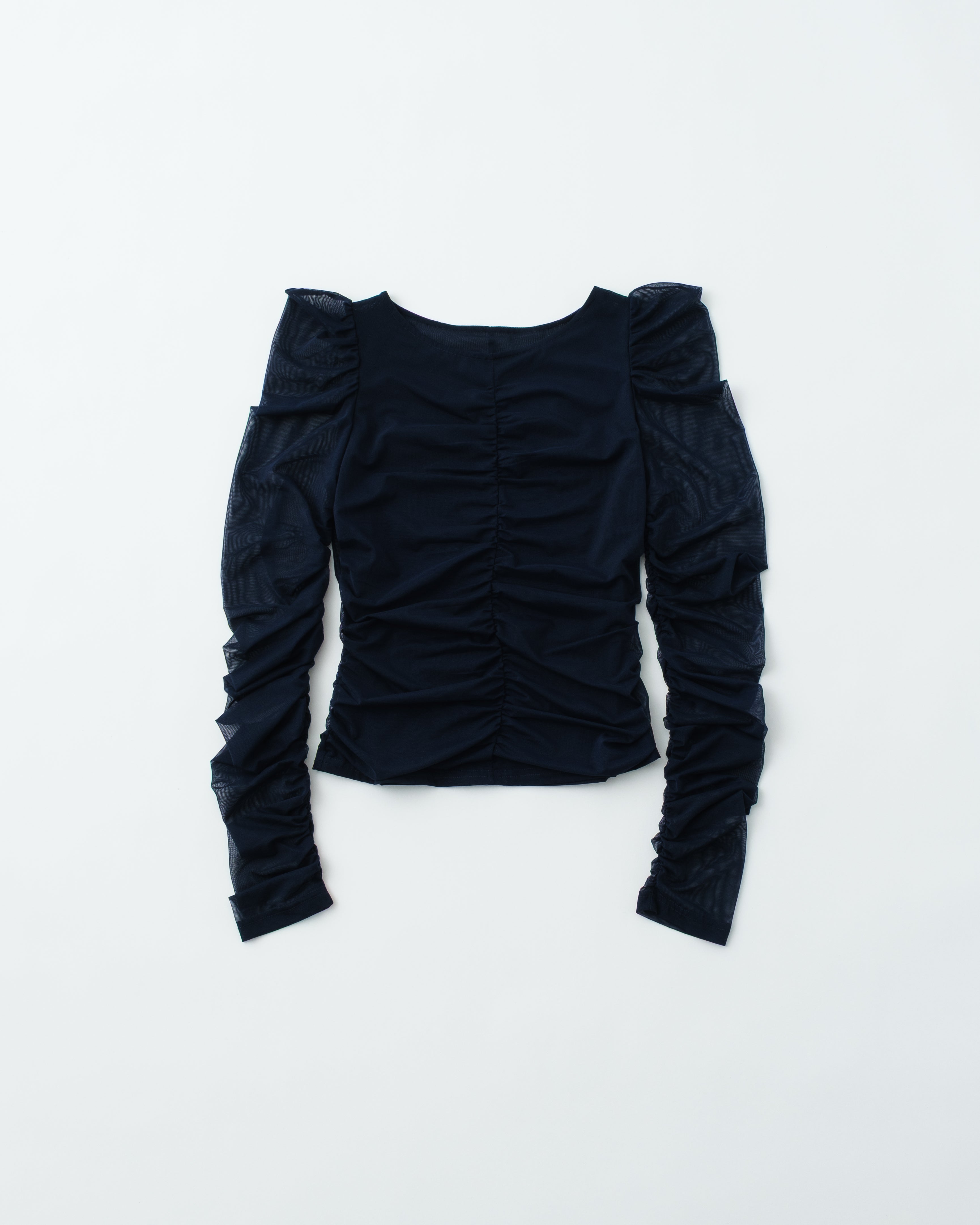 Peak shirring long sleeve top