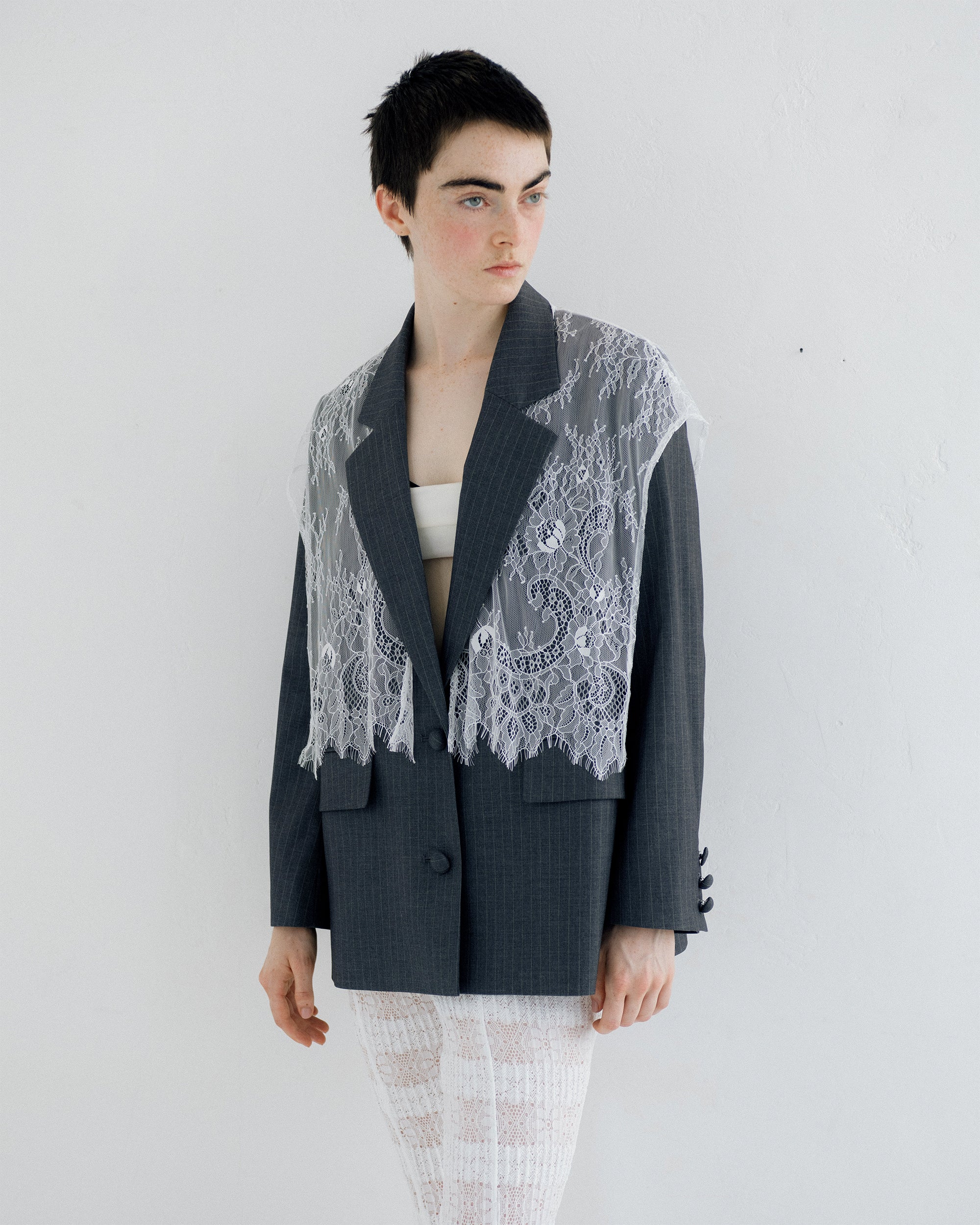 2way refined lace collar jacket