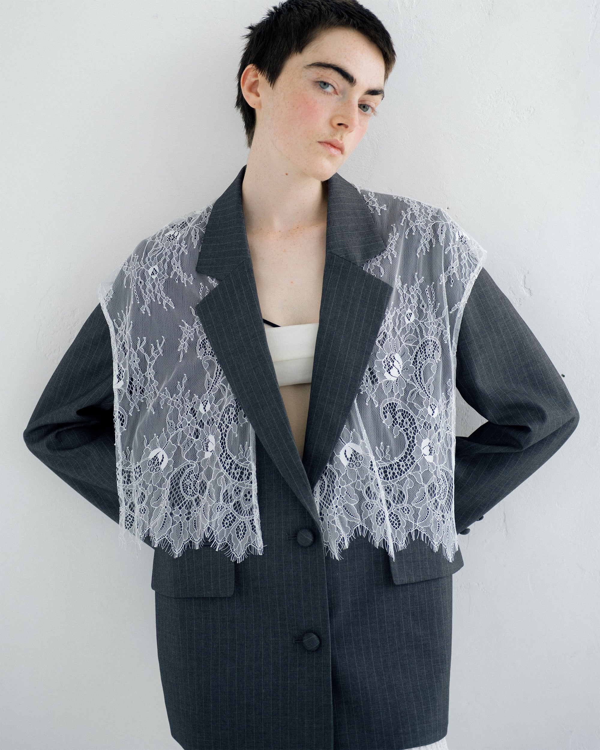 2way refined lace collar jacket