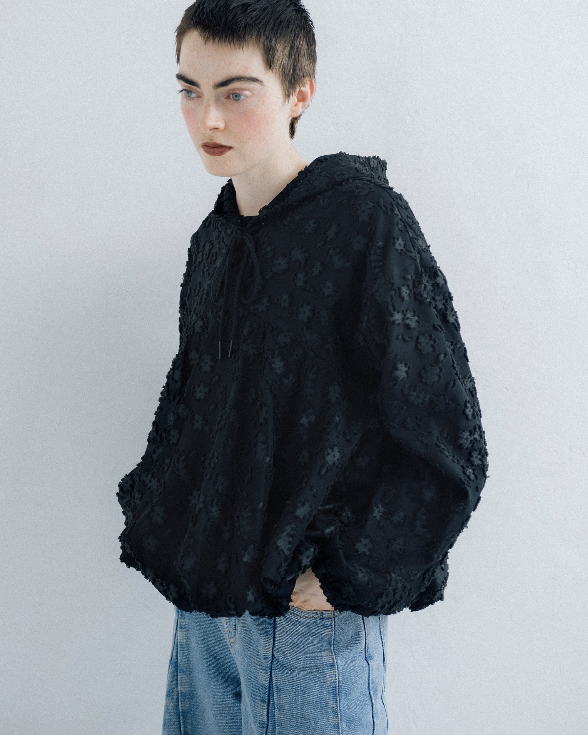 Puffy floweret balloon hoodie