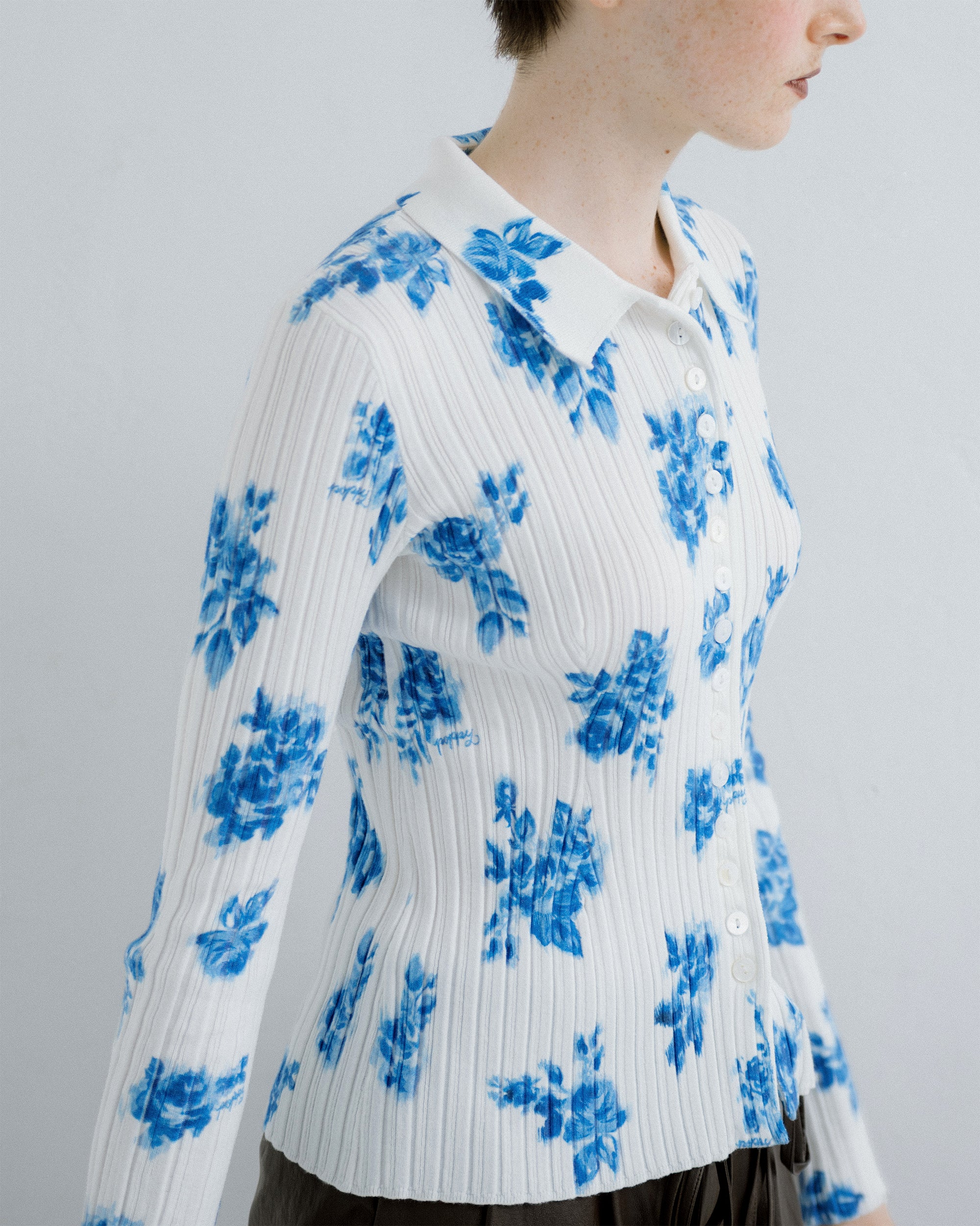 Pressed-floral rib top