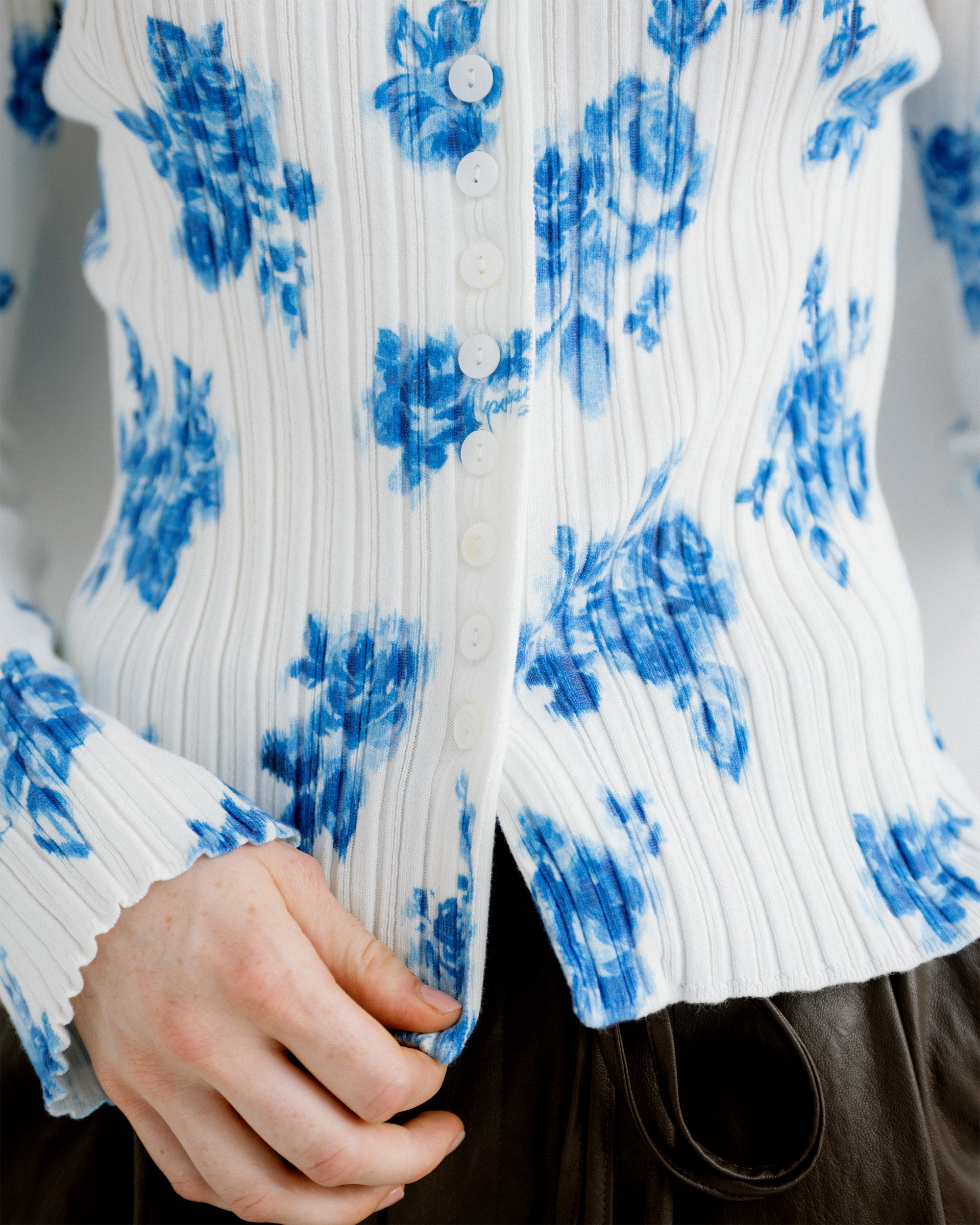 Pressed-floral rib top
