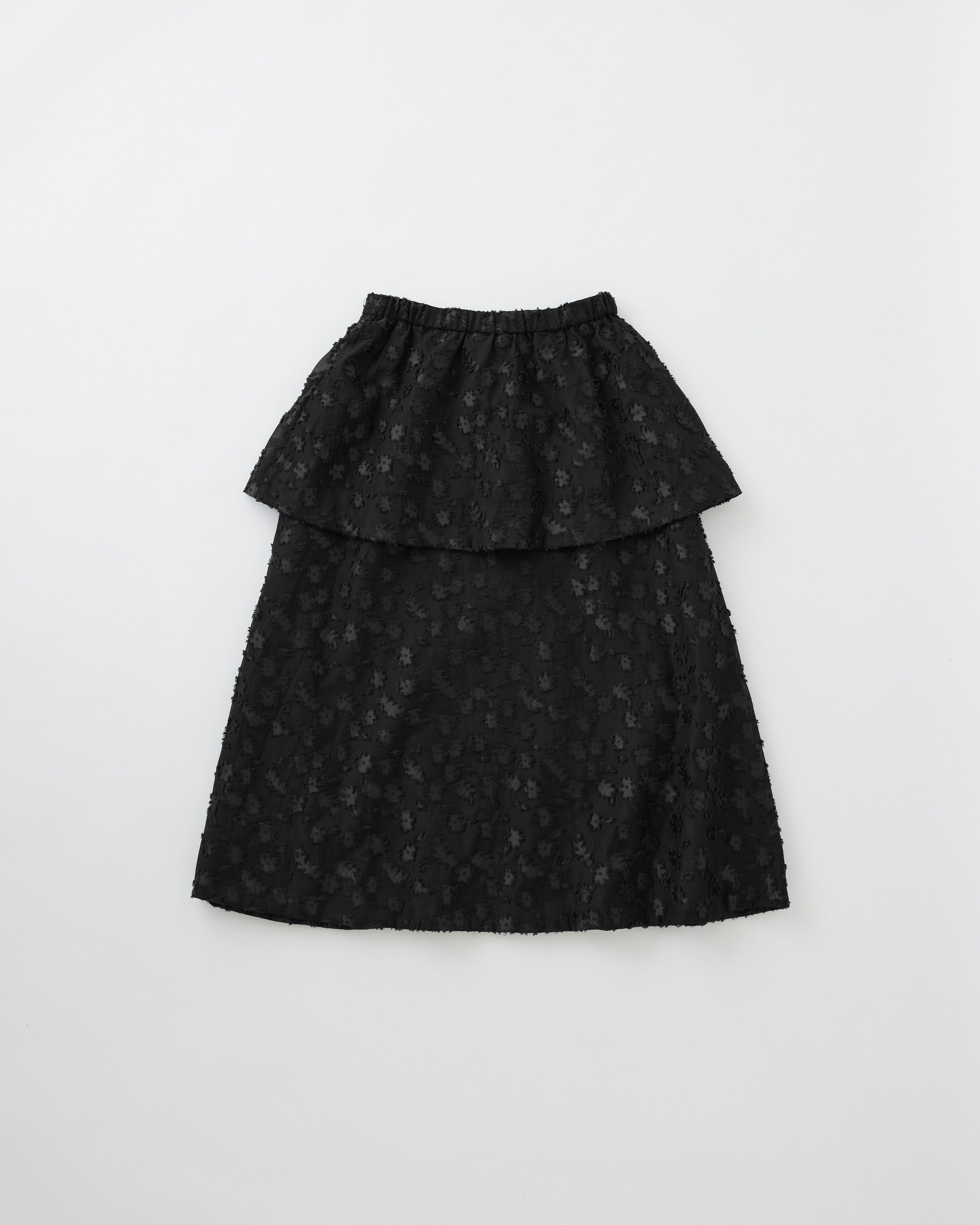 Puffy floweret tiered skirt