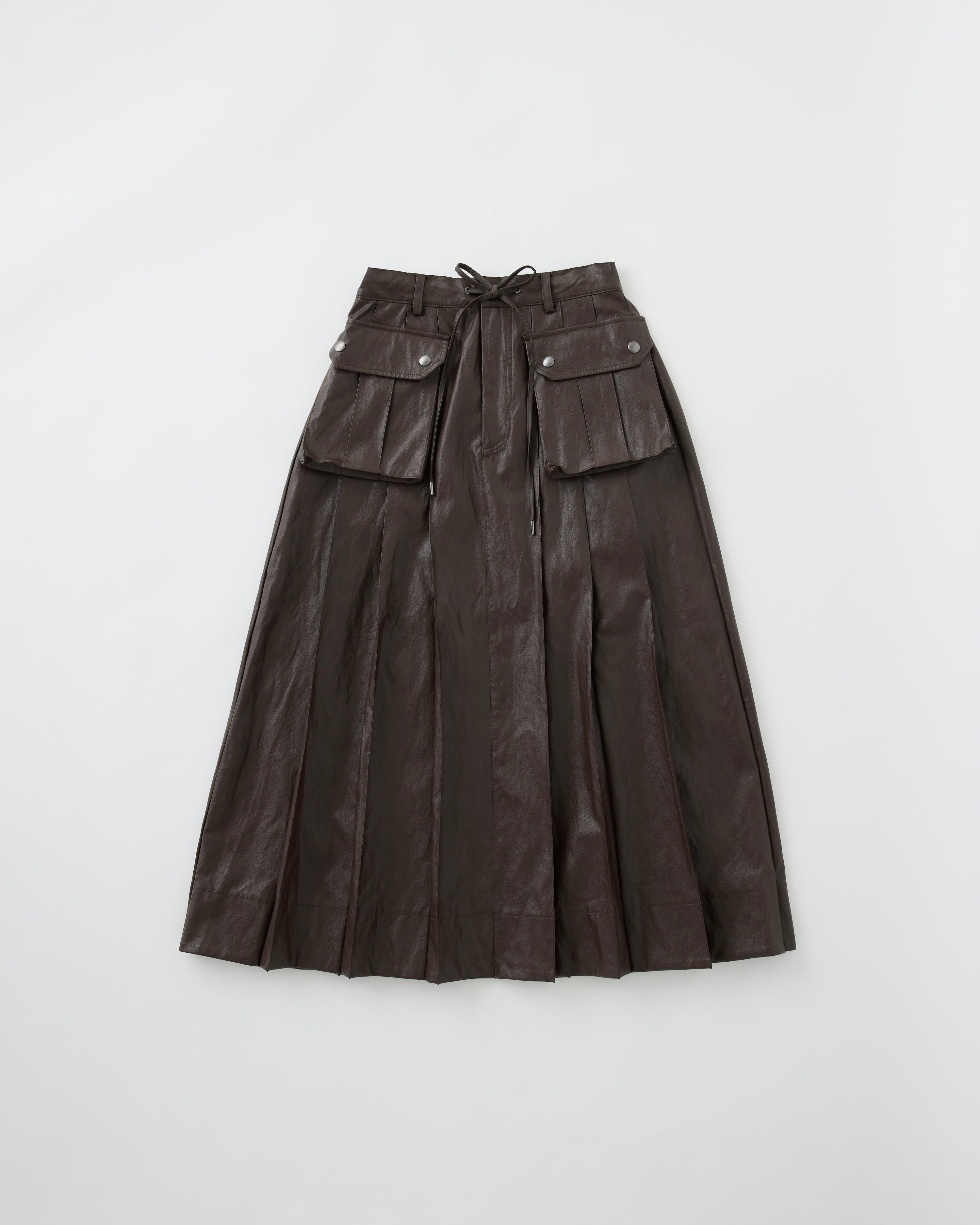 Leather-Like Pleated Skirt