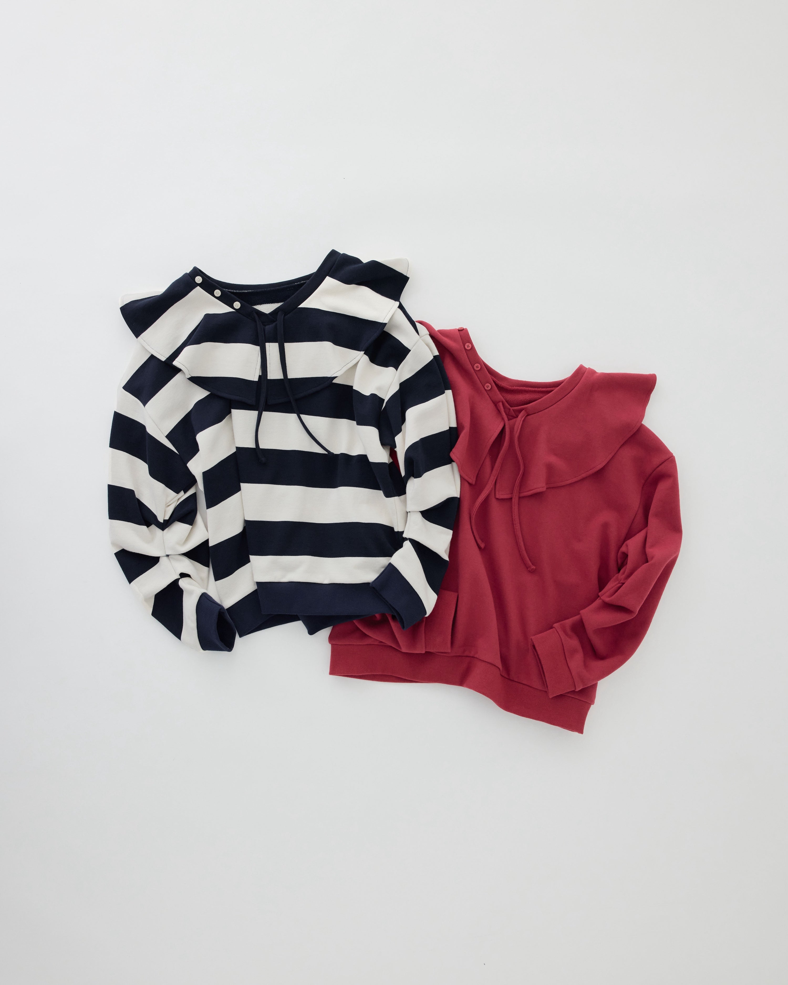 Ruffle collar curve sweatshirt