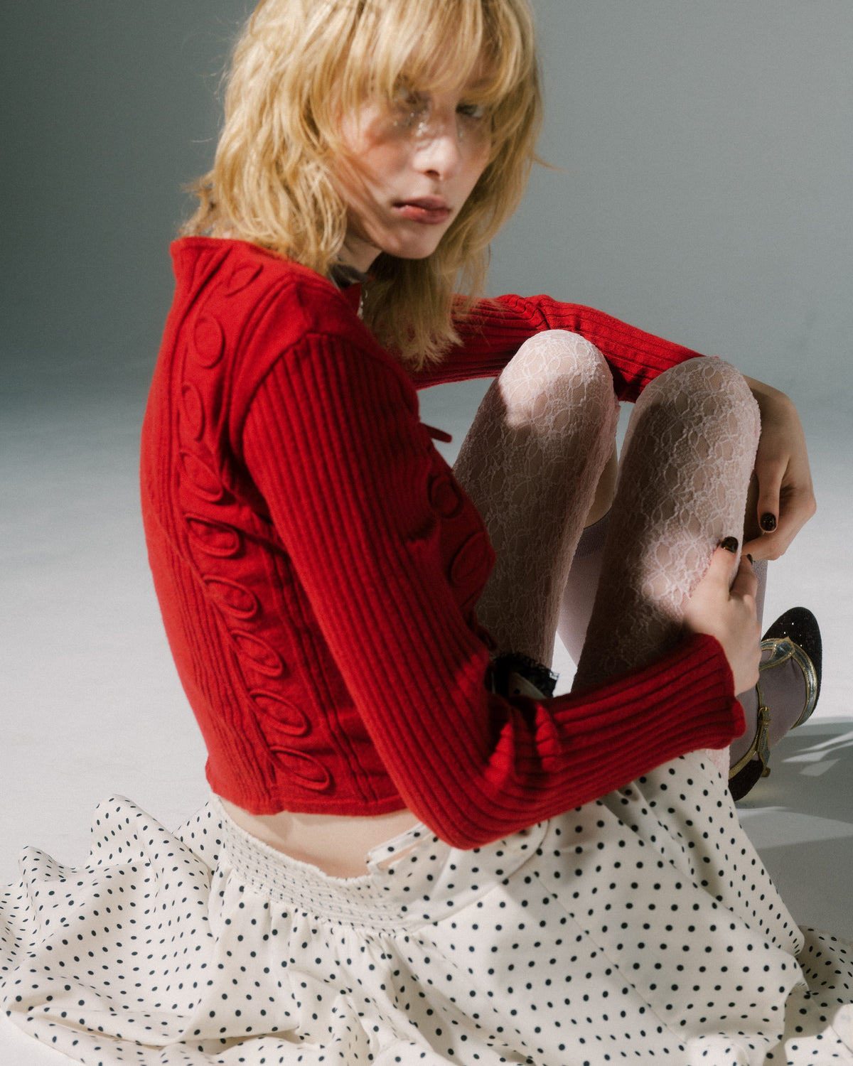 Kurukuru ribbon rib knit cardigan