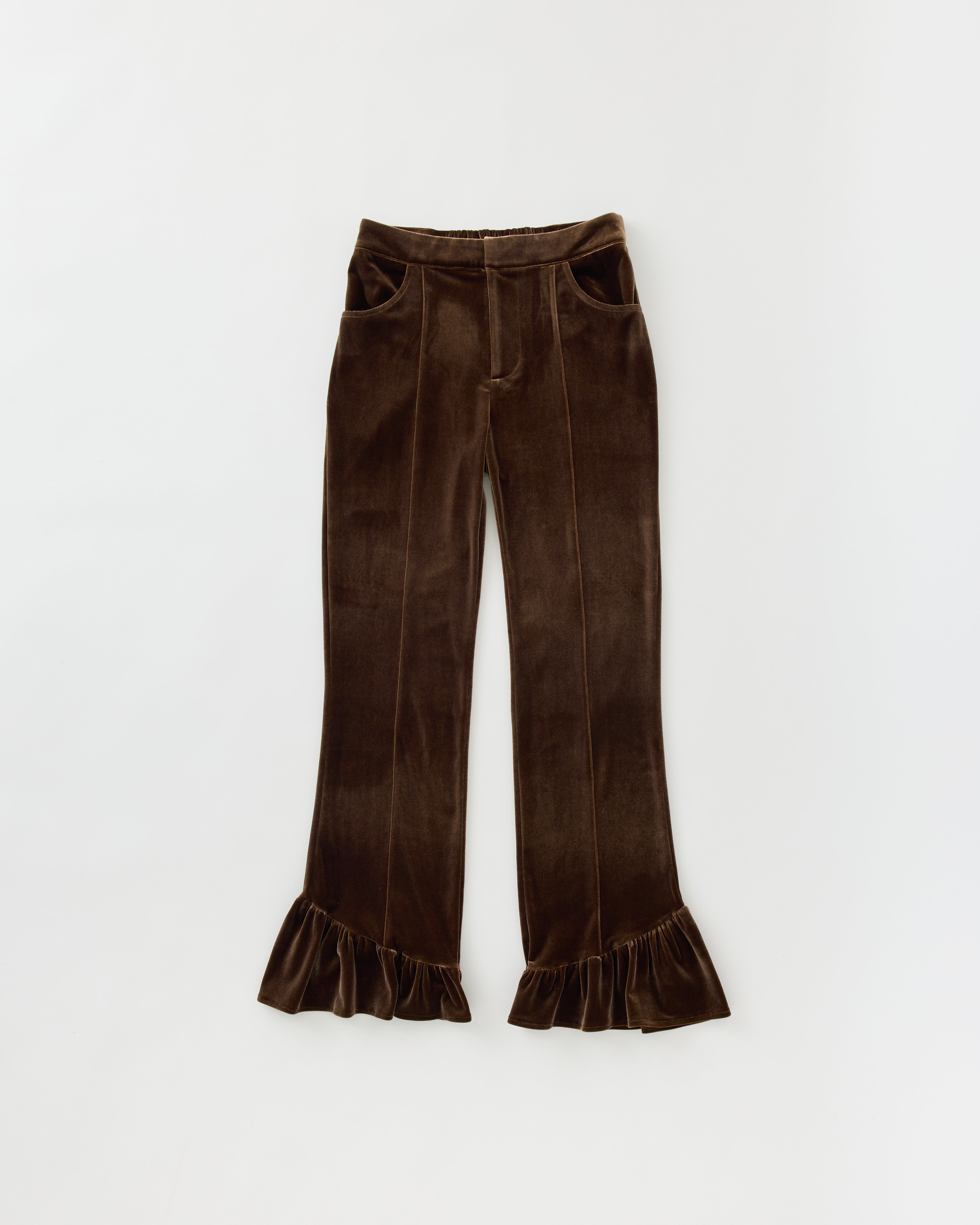 【完売商品】Sサイズ ベロアパンツ Velour Flare Pants Flared hem velour long pants