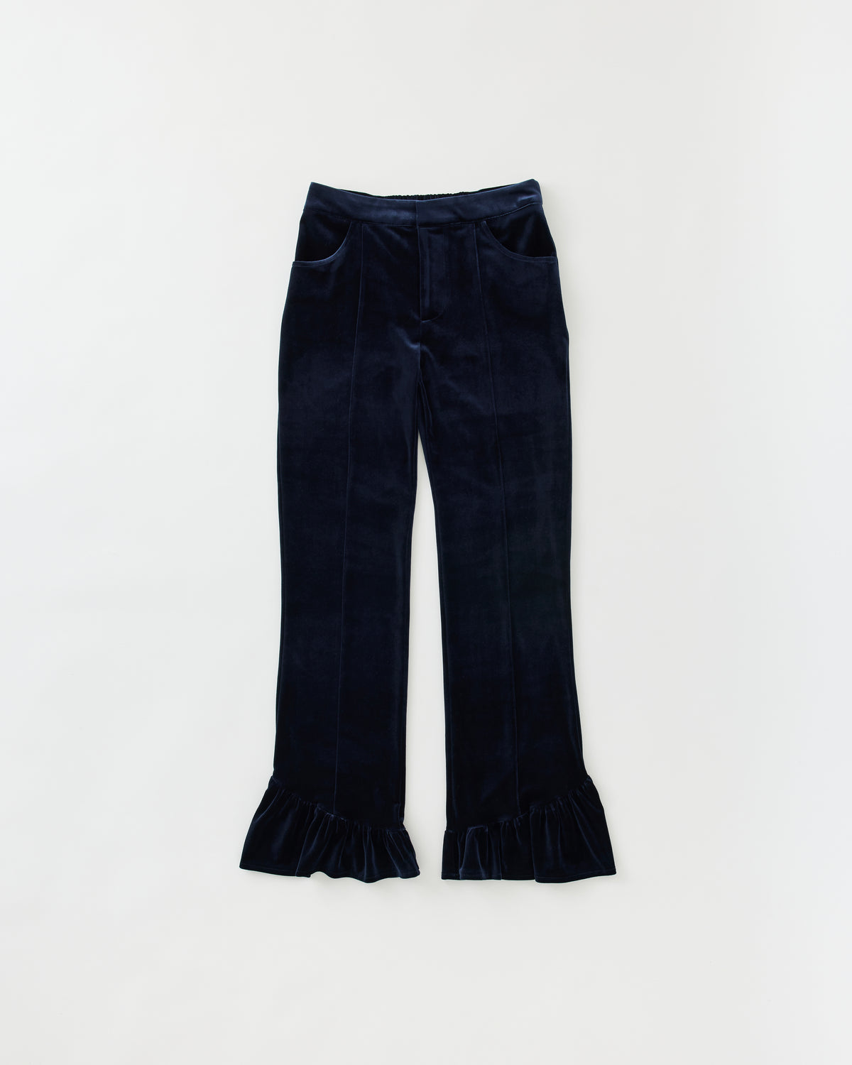 Flared hem velour long pants