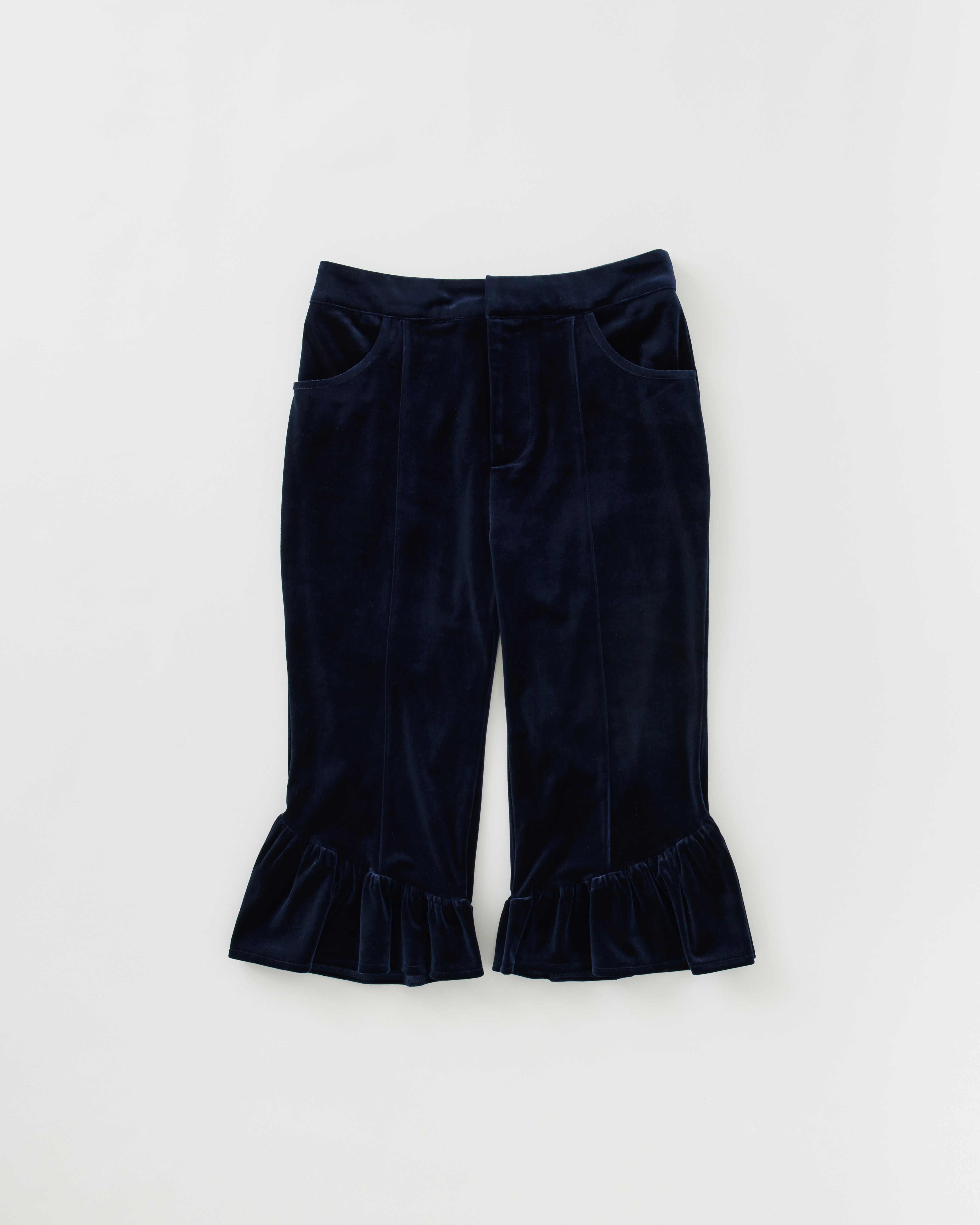 Flared hem velour capri pants