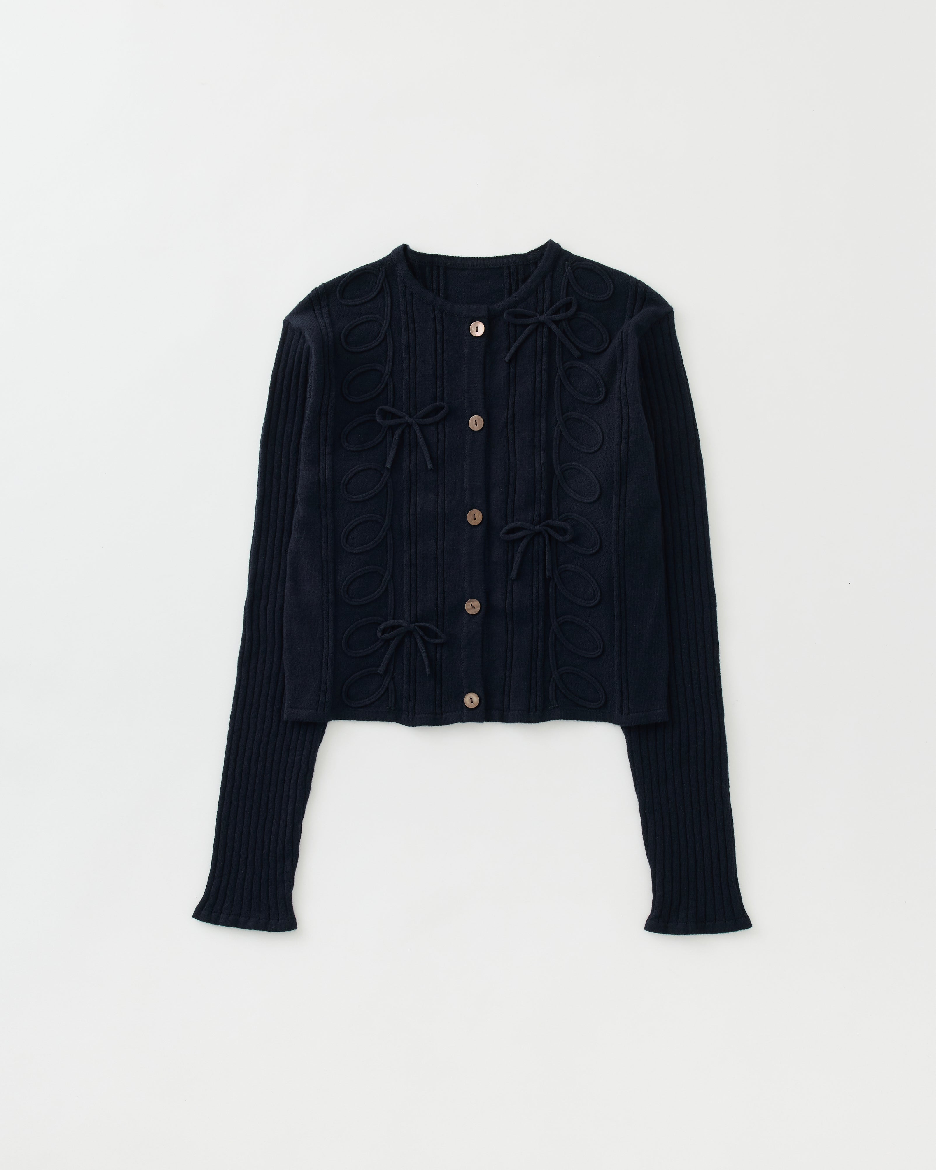 Kurukuru ribbon rib knit cardigan