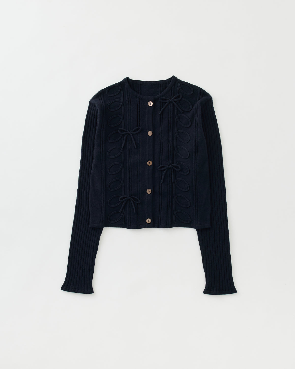 Kurukuru ribbon rib knit cardigan