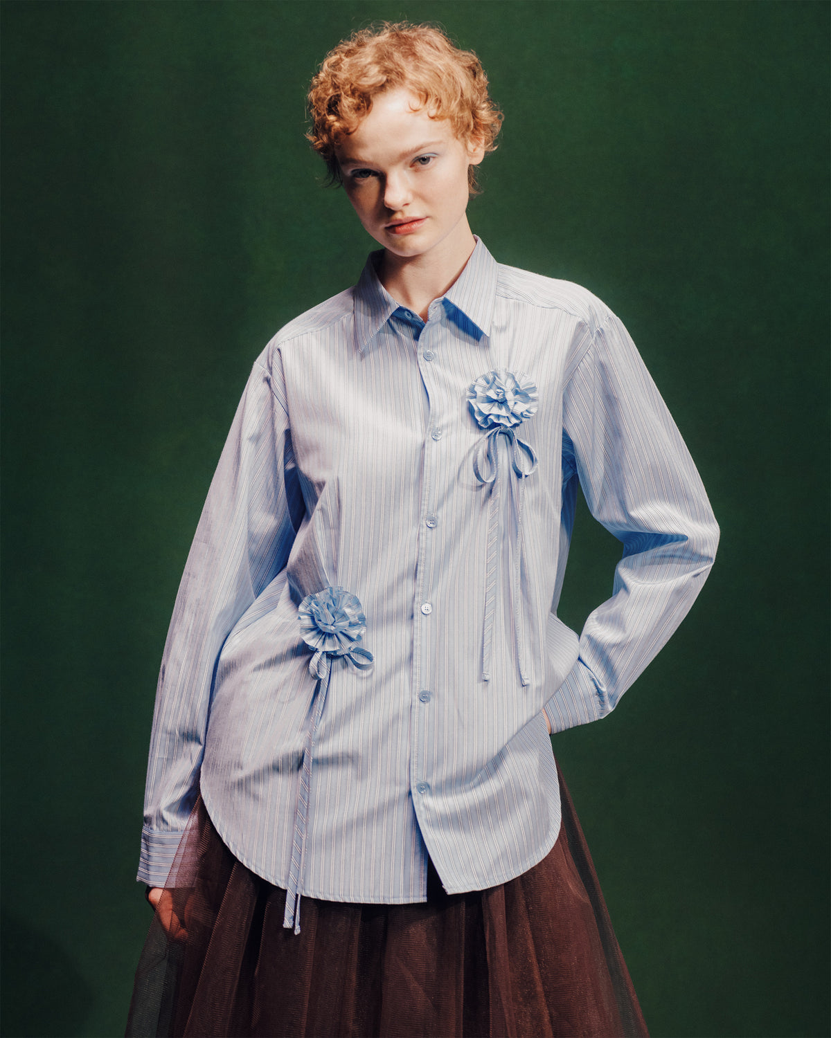 Fabric rose stripe shirt