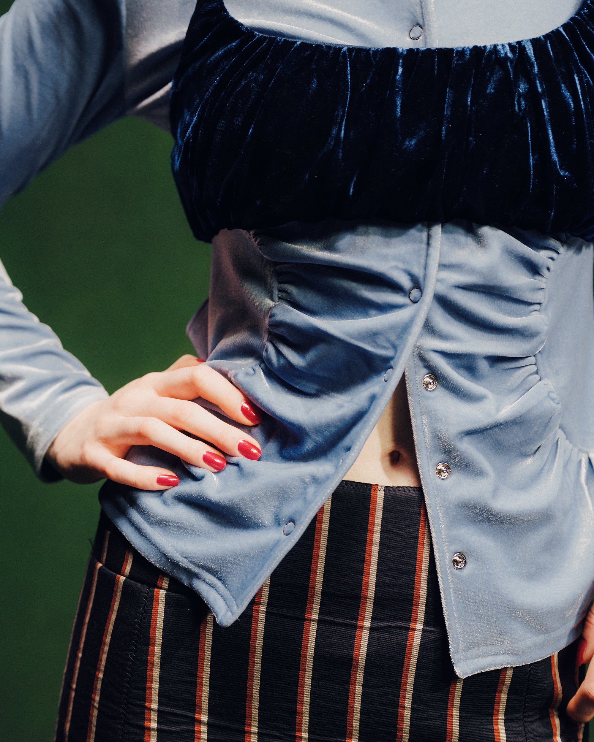 Bicolor two-piece velor top