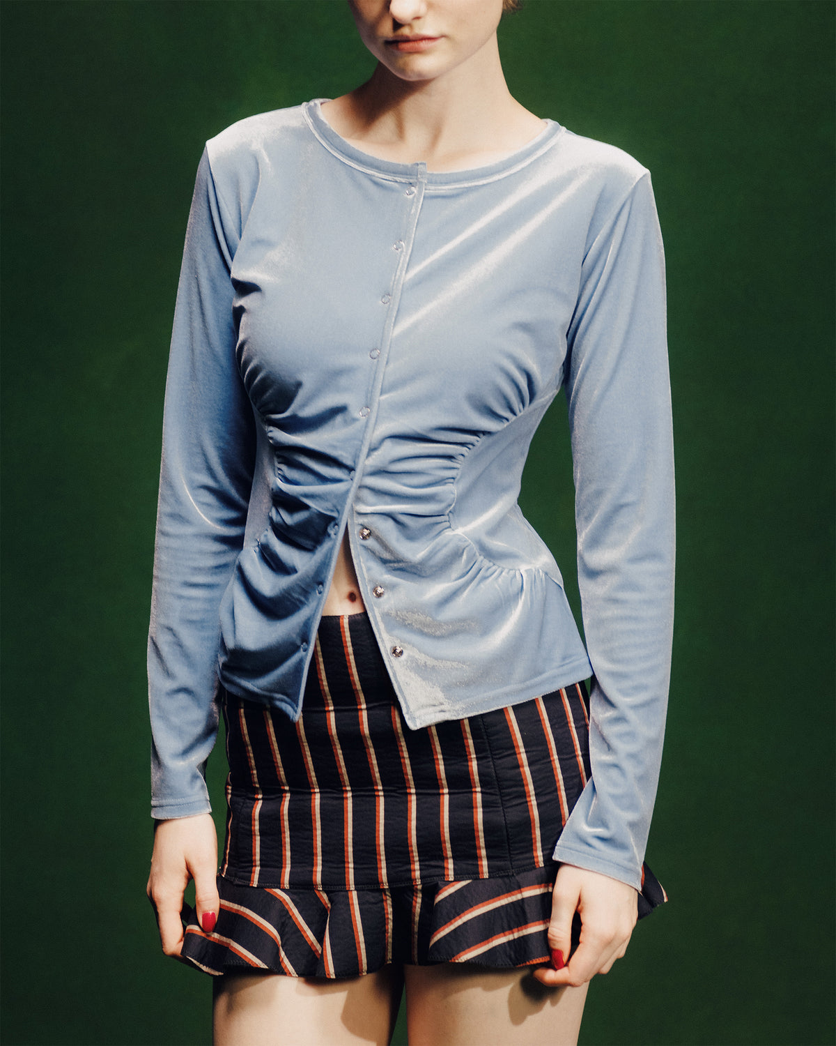 Bicolor two-piece velor top