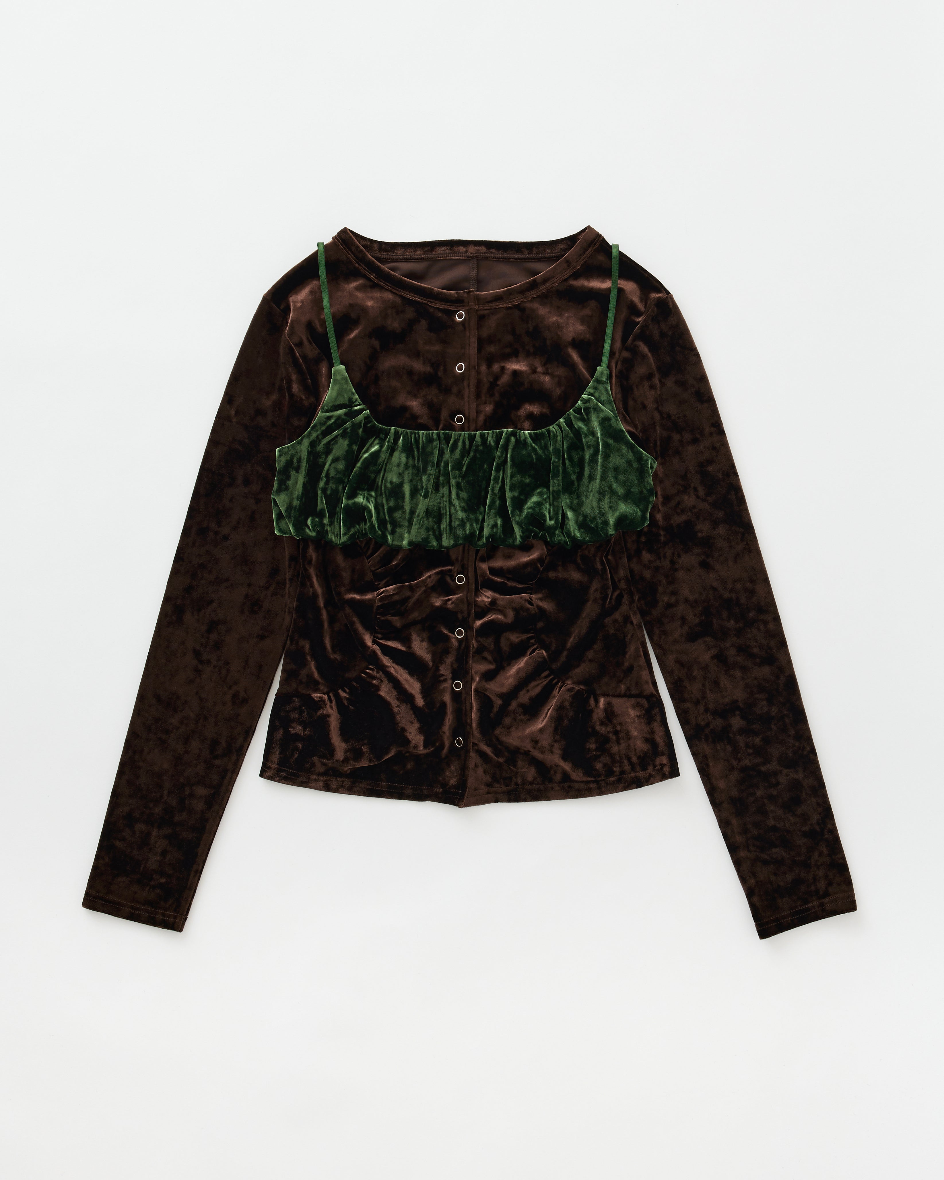 Bicolor two-piece velor top