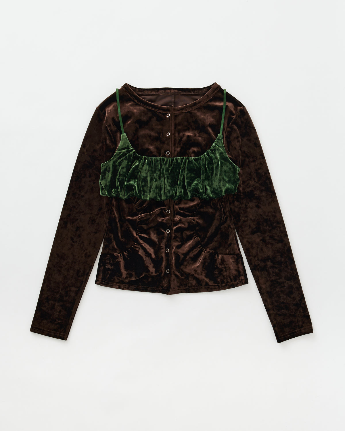 Bicolor two-piece velor top