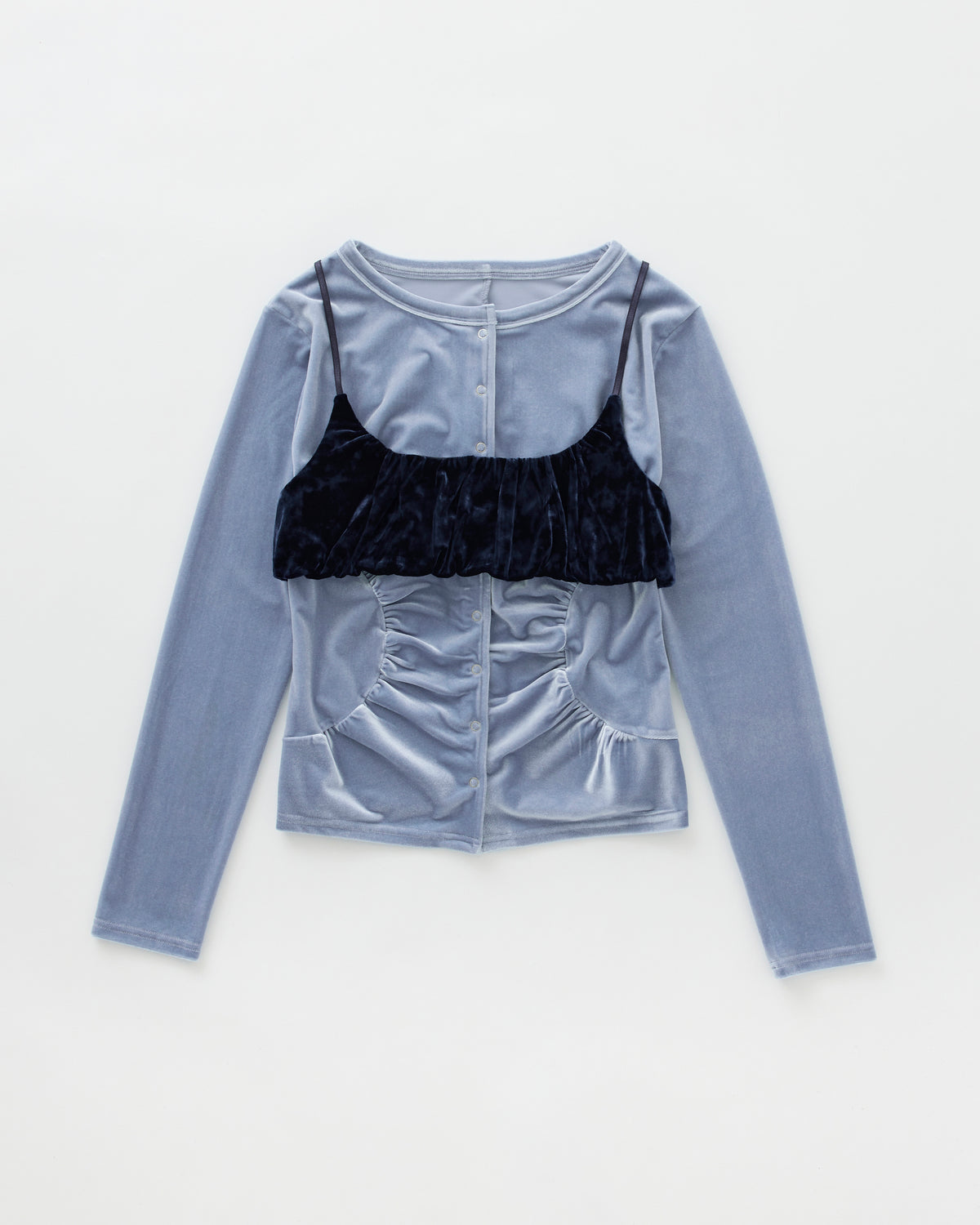 Bicolor two-piece velor top