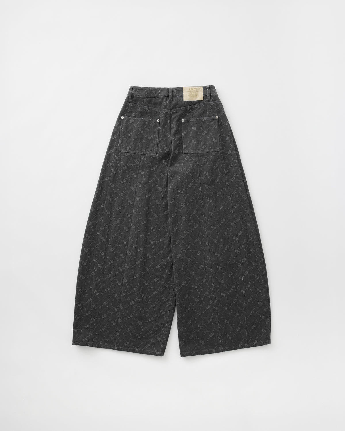 Flower pleated balloon denim pants
