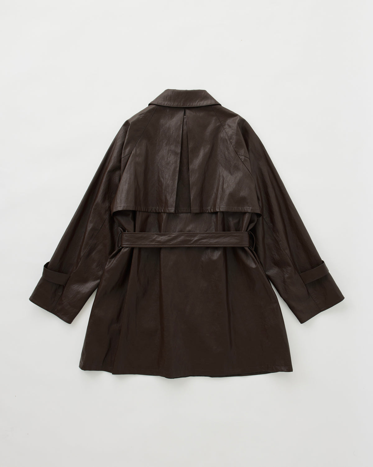 Fake leather utility midi coat