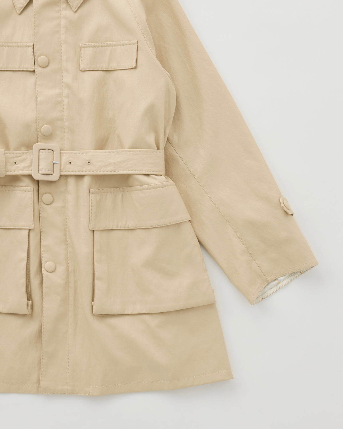 Fake leather utility midi coat