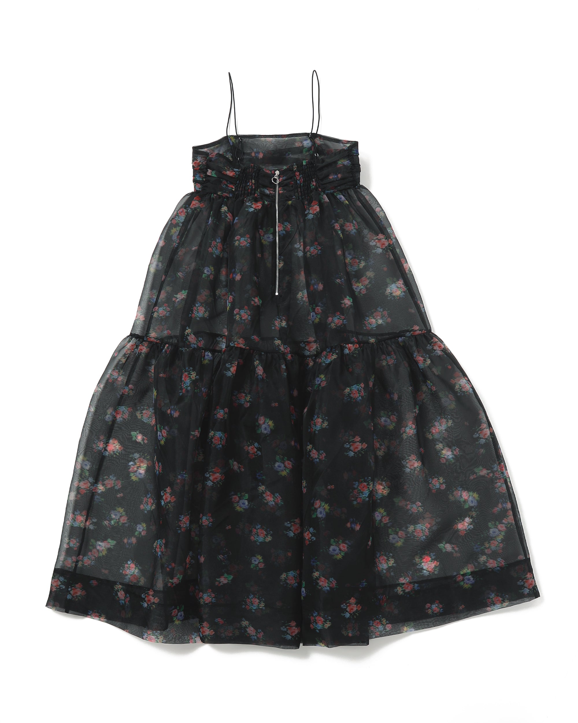 Blur flower organdy cami dress (black)