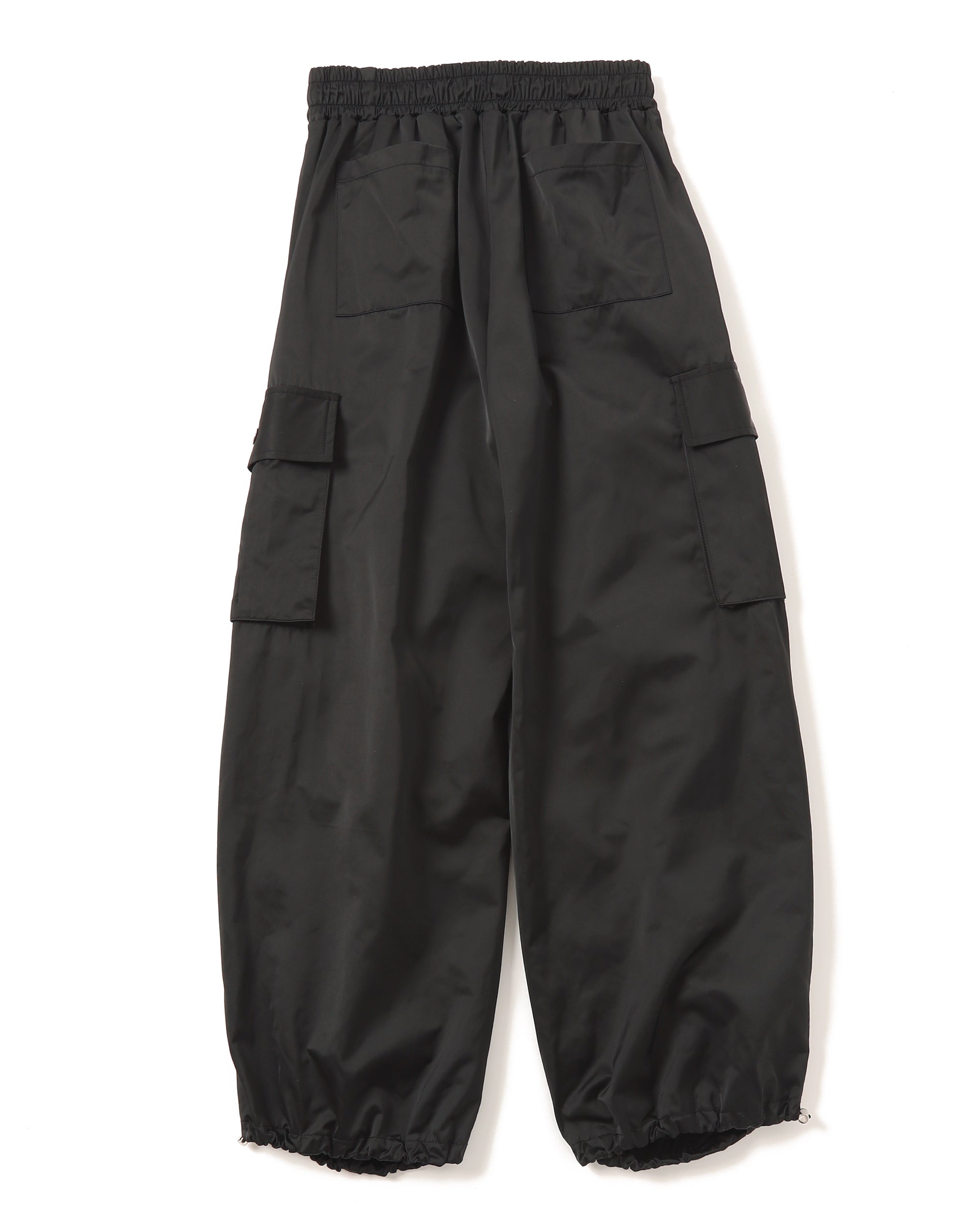 Gather ribbon cargo pants (black)
