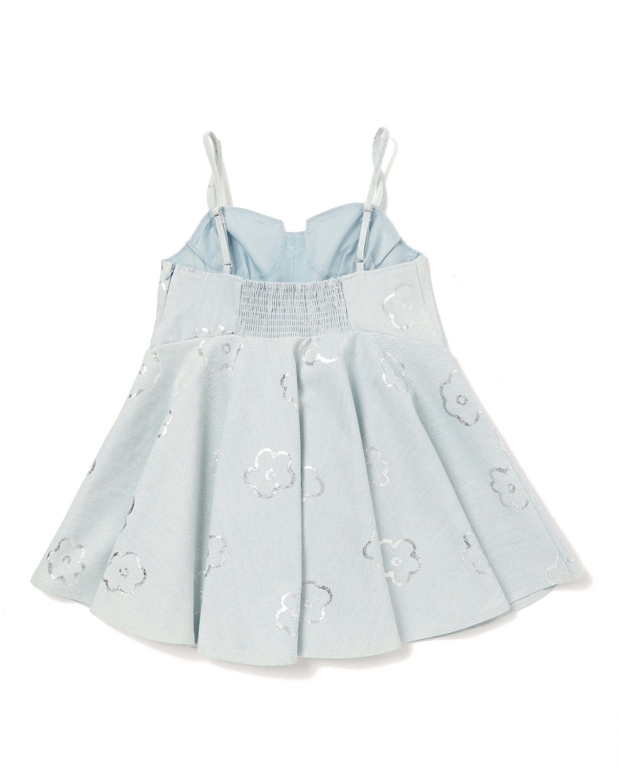 SILVER FLOWER DENIM TUNIC（LIGHT BLUE）