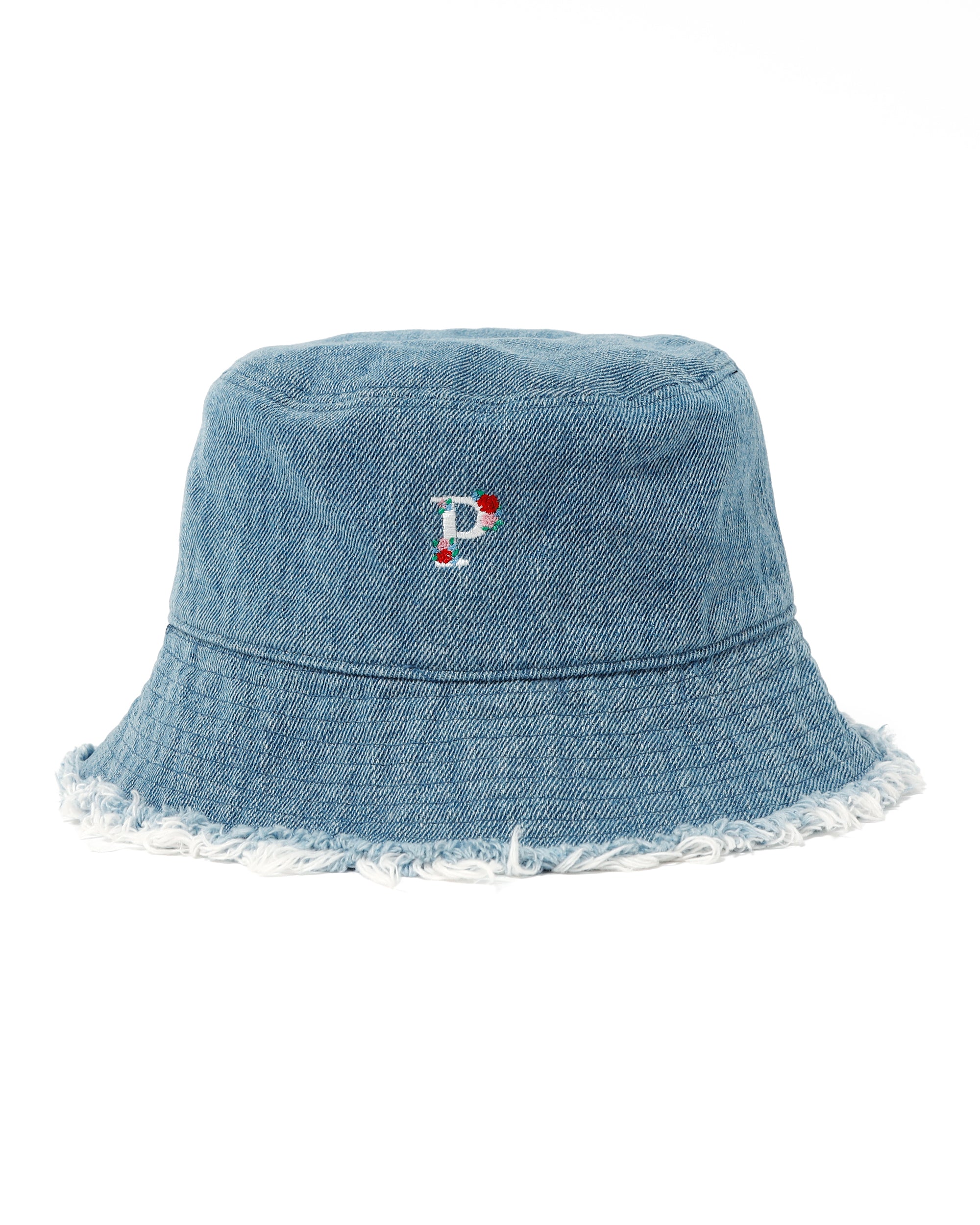 "P" embroidered denim bucket hat