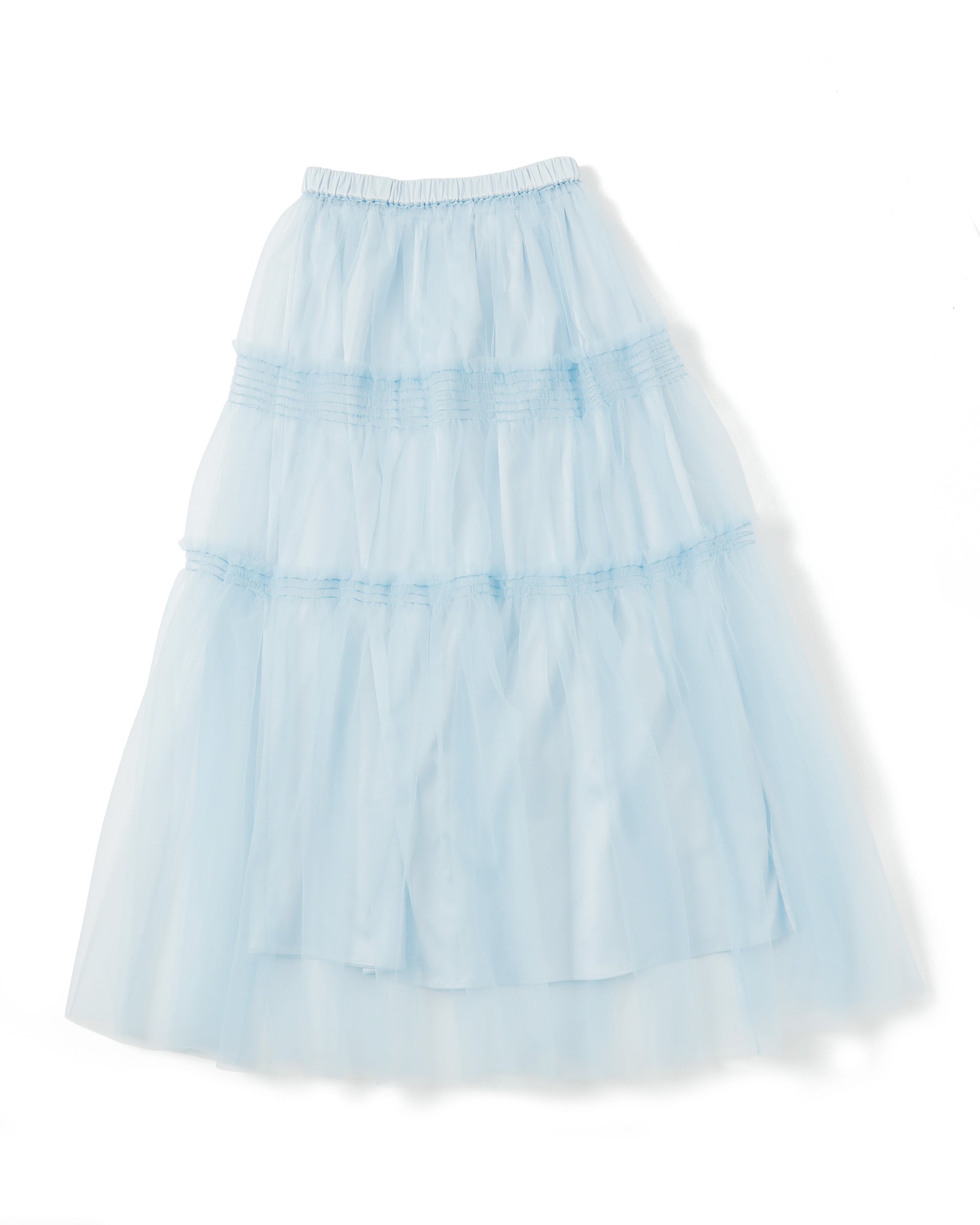 Shirring tulle skirt (blue / bordeaux)