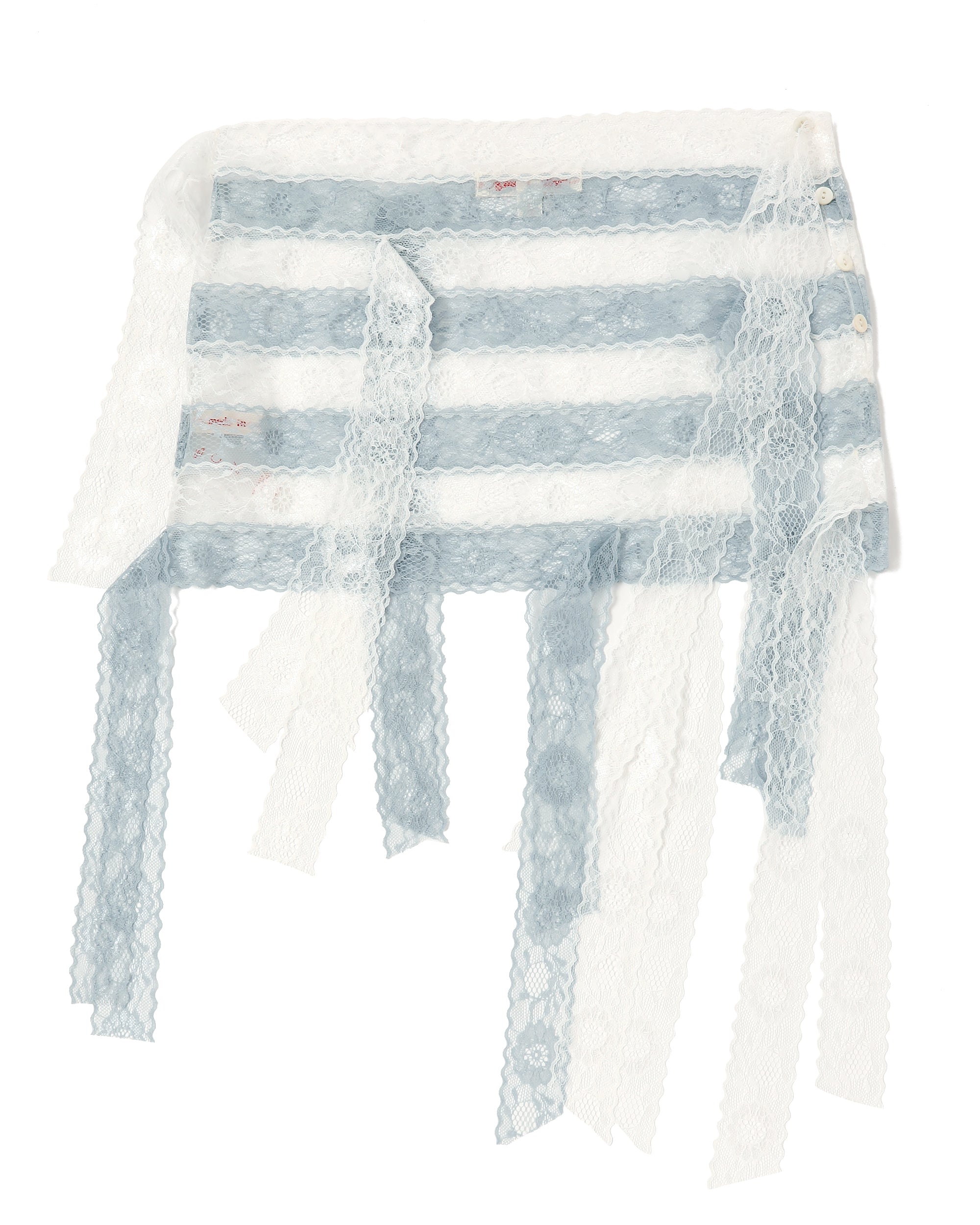 <b>yuhan wang</b><br>lace trimmed stripe mini skirt / Blue / White