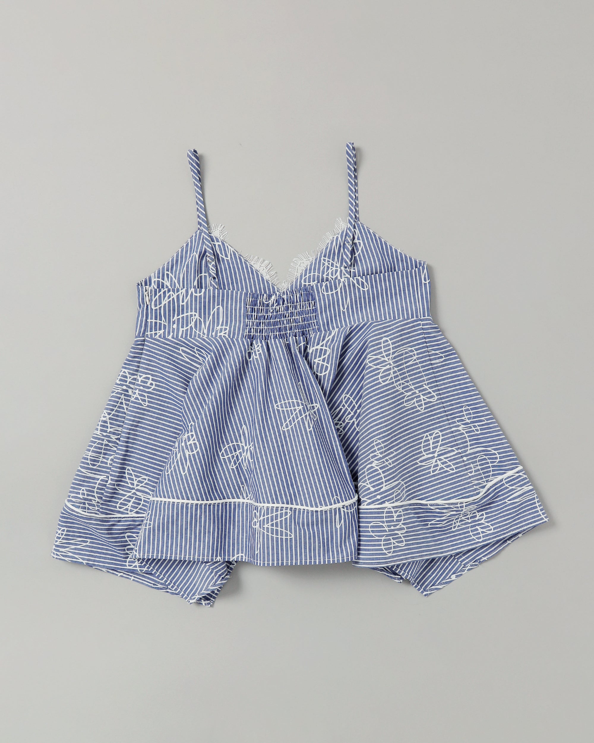 Handkerchief hem tunic (blue stripe flower)