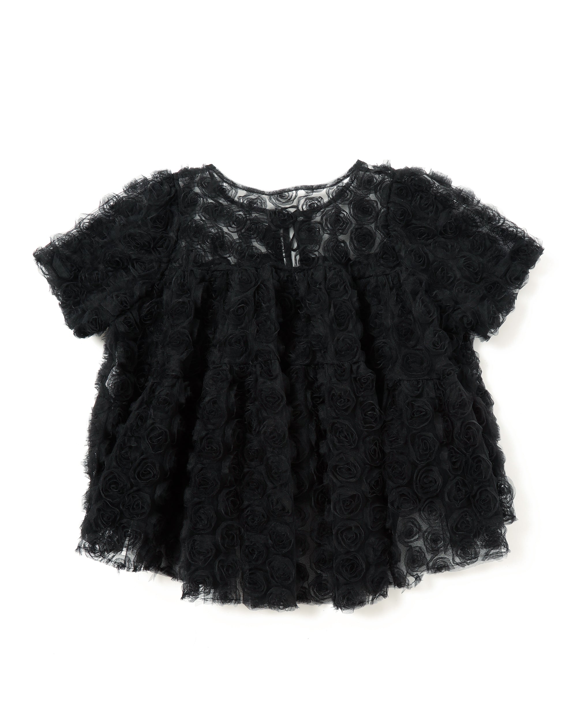 Flower tulle tiered bolero (black)