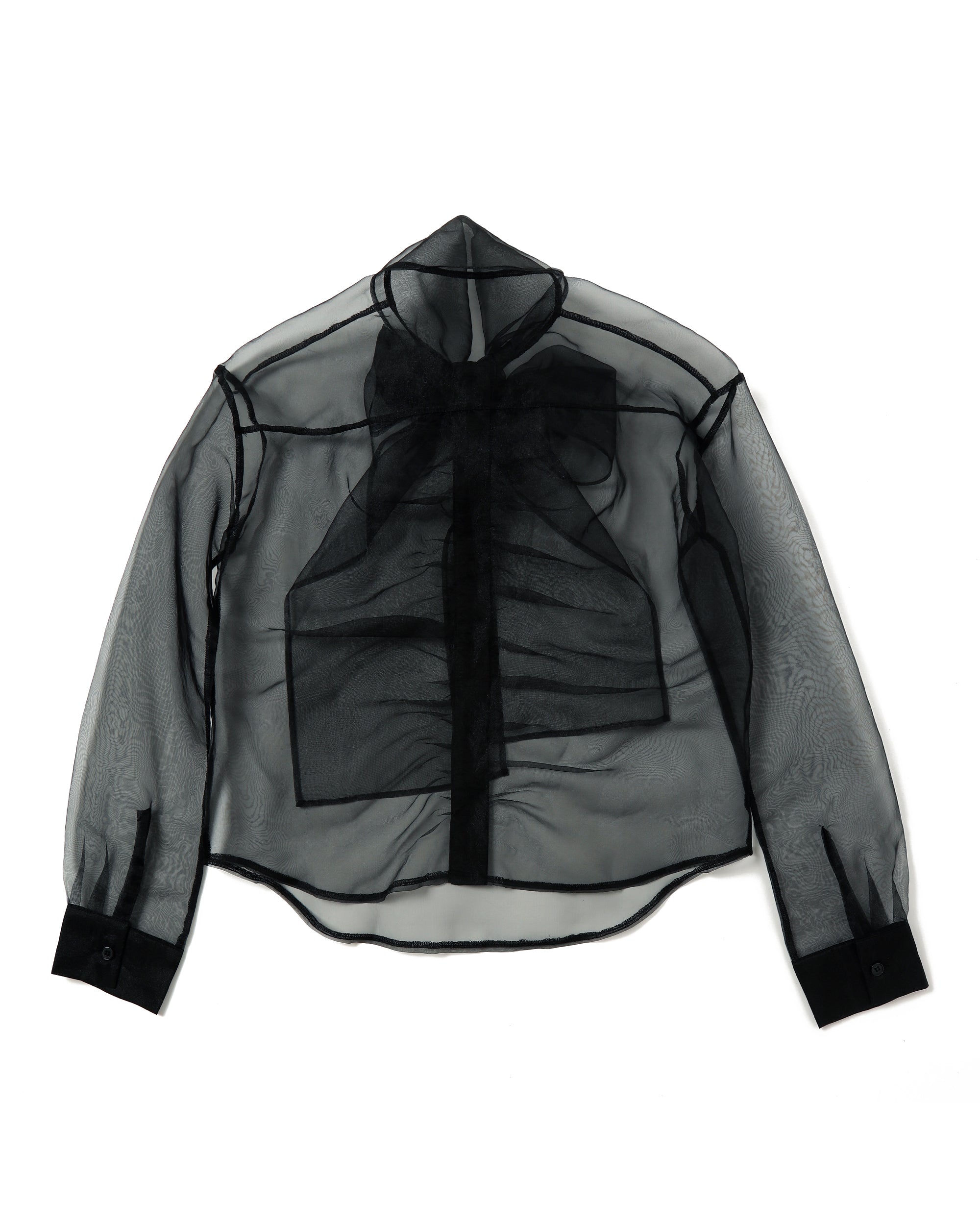 Ribbon tie blouse (black)