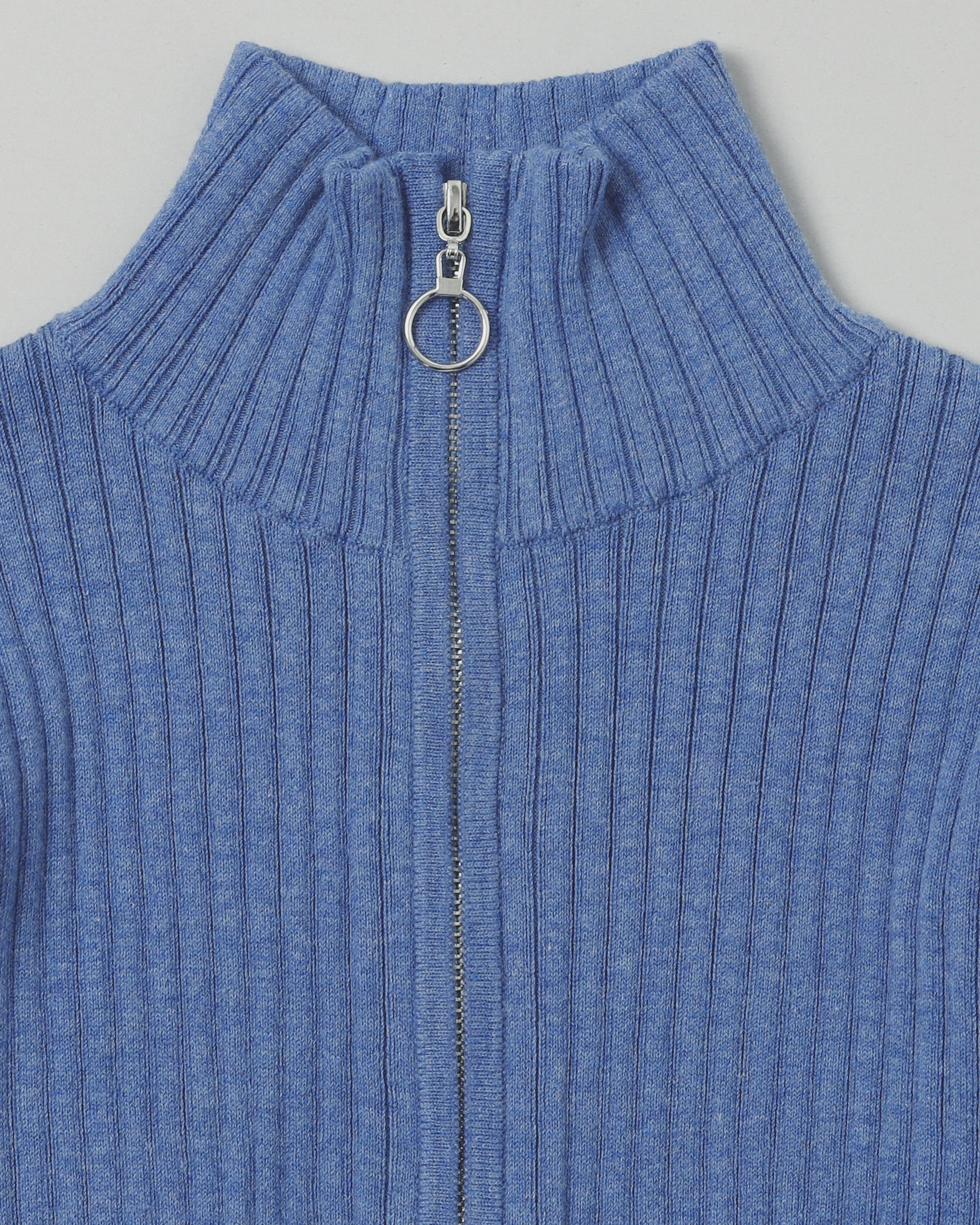 Garter cut rib zip top (high-neck)