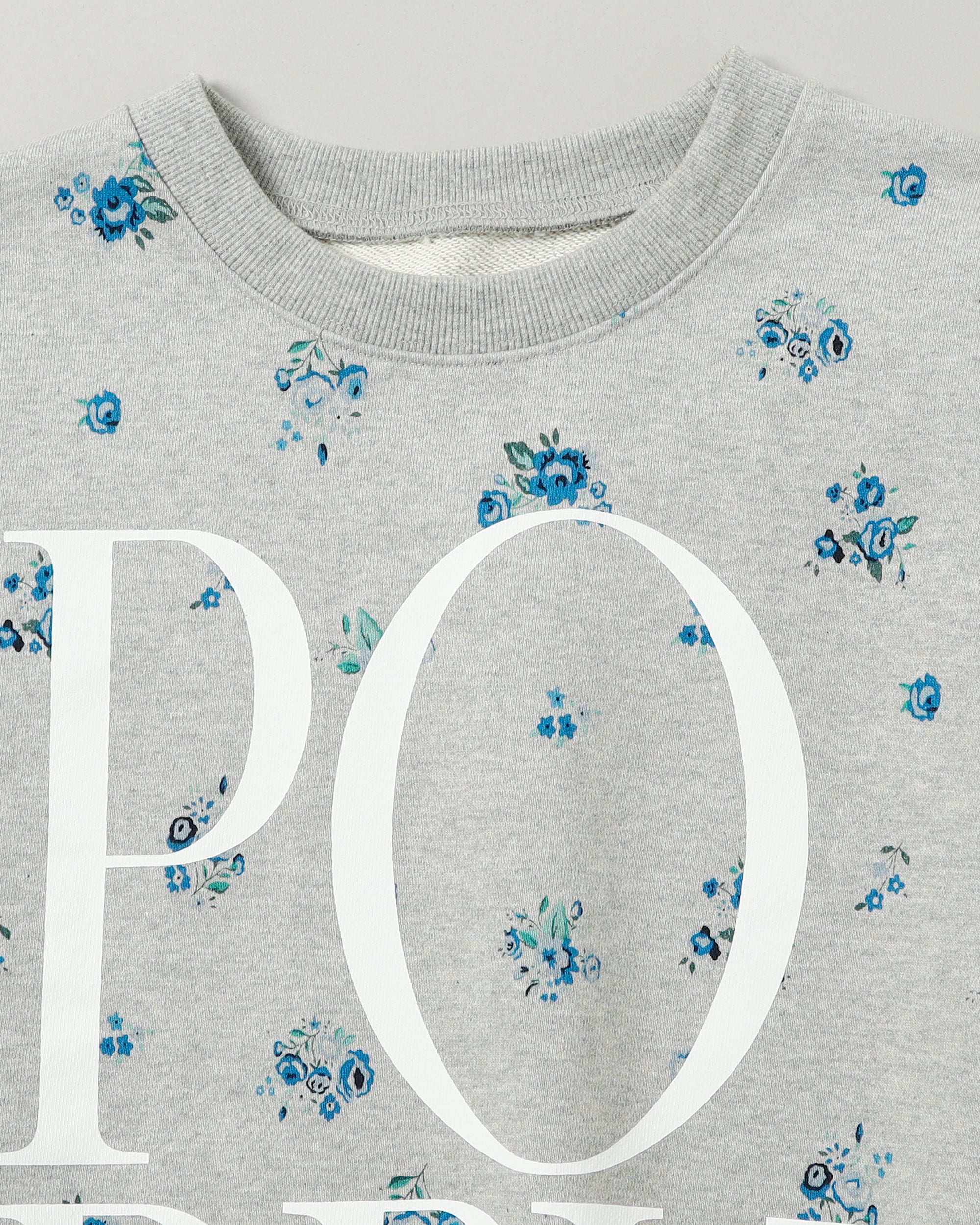 Blue flower print logo sweatshirt