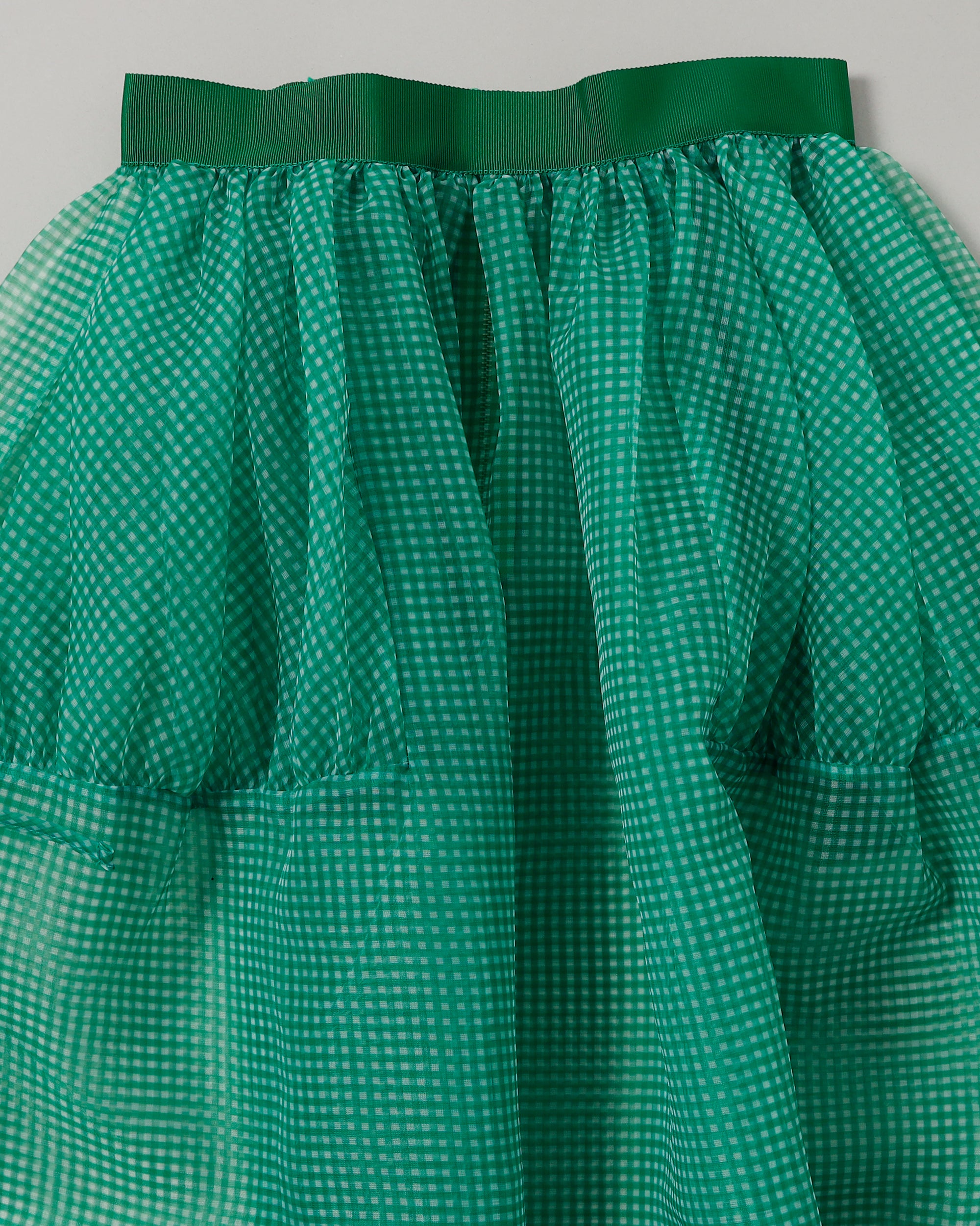 Gingham organza tuck skirt (green)