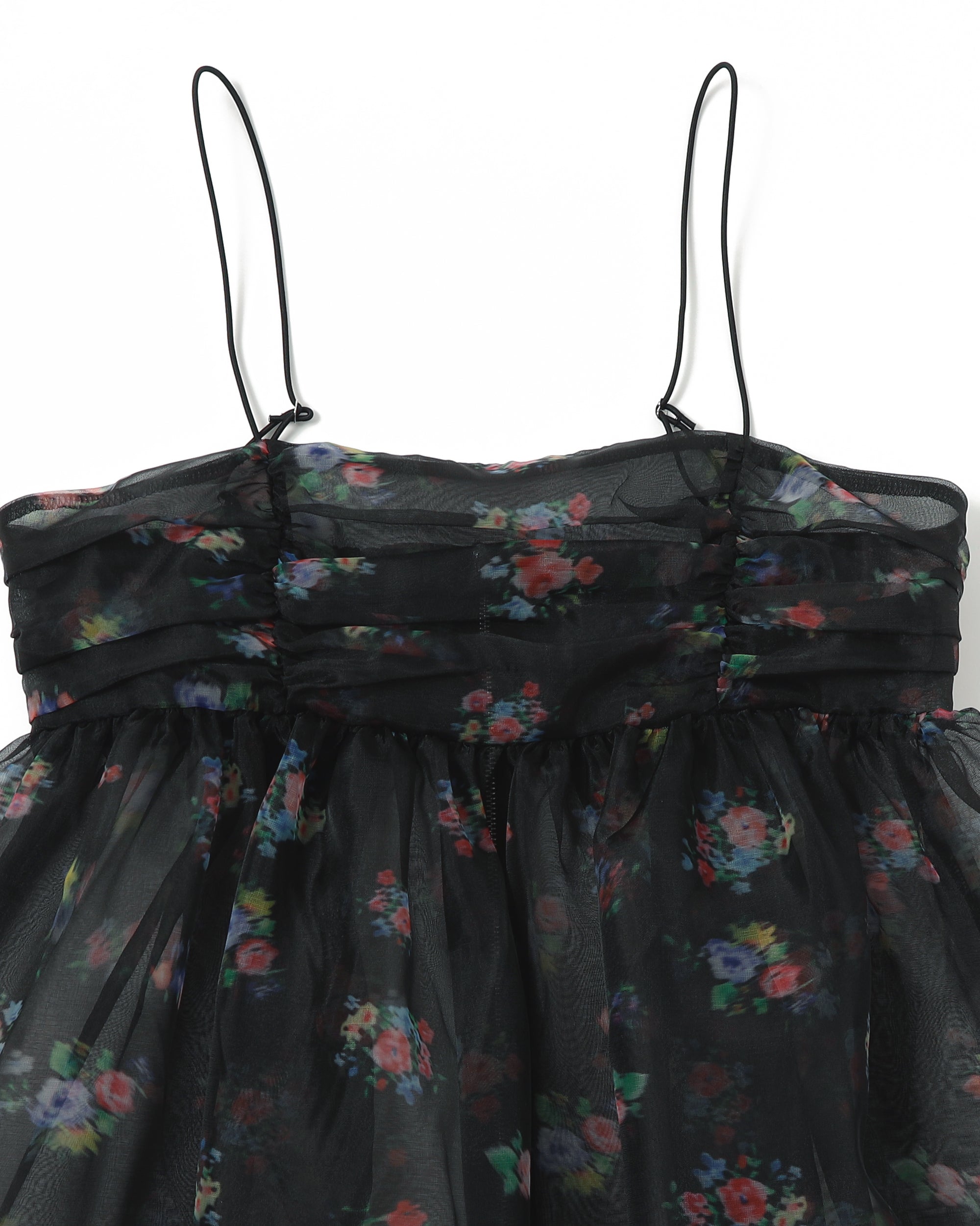 Blur flower organdy cami dress (black)
