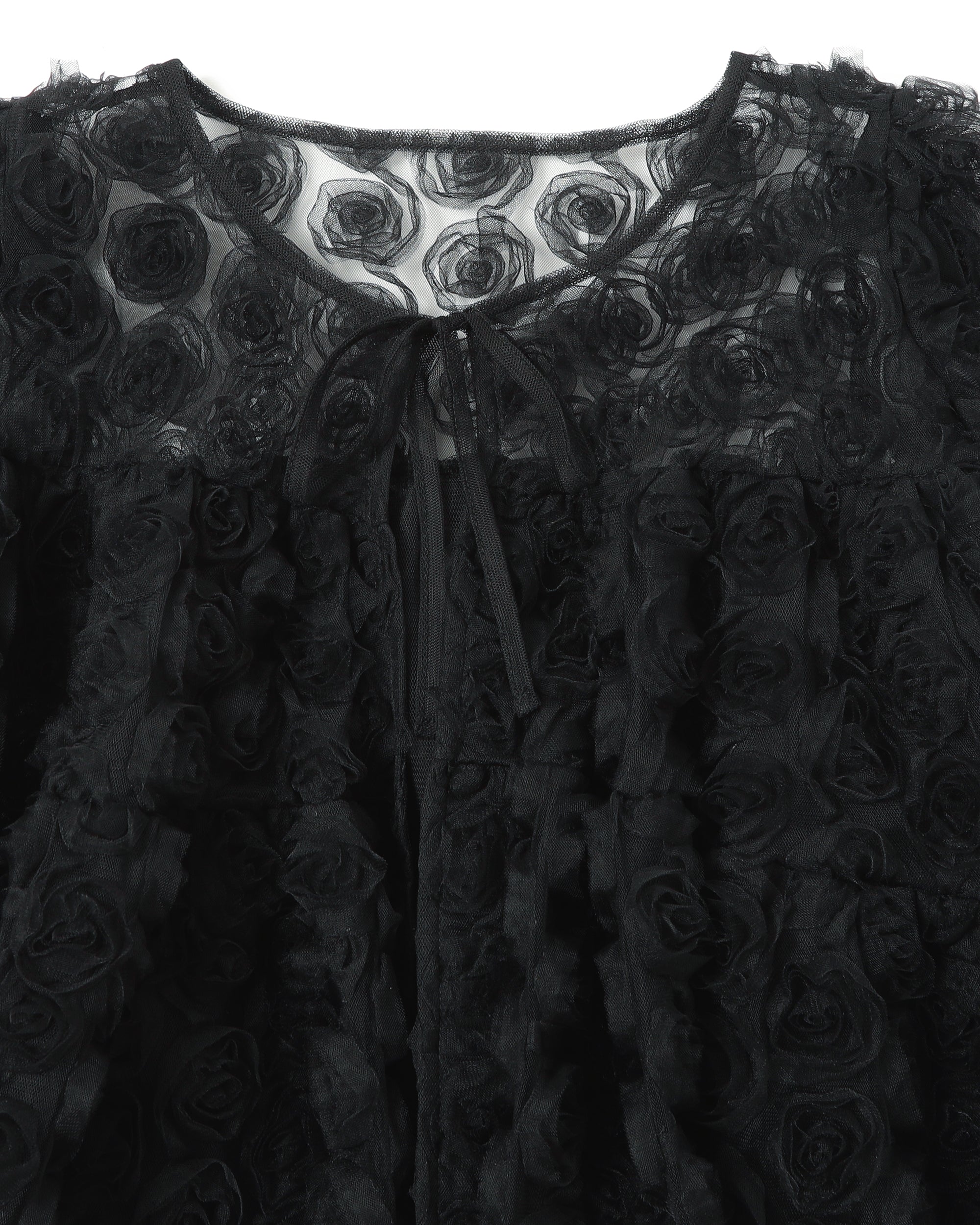 Flower tulle tiered bolero (black)