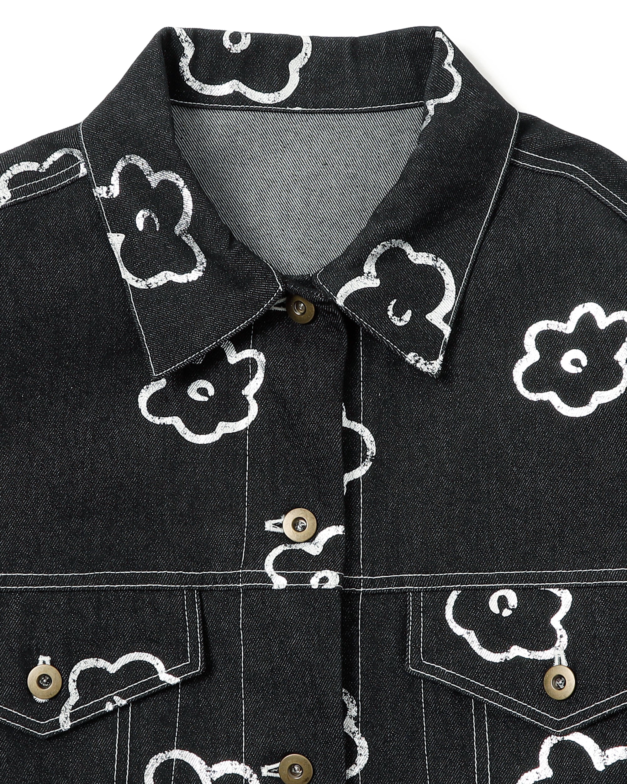 Silver flower denim jacket