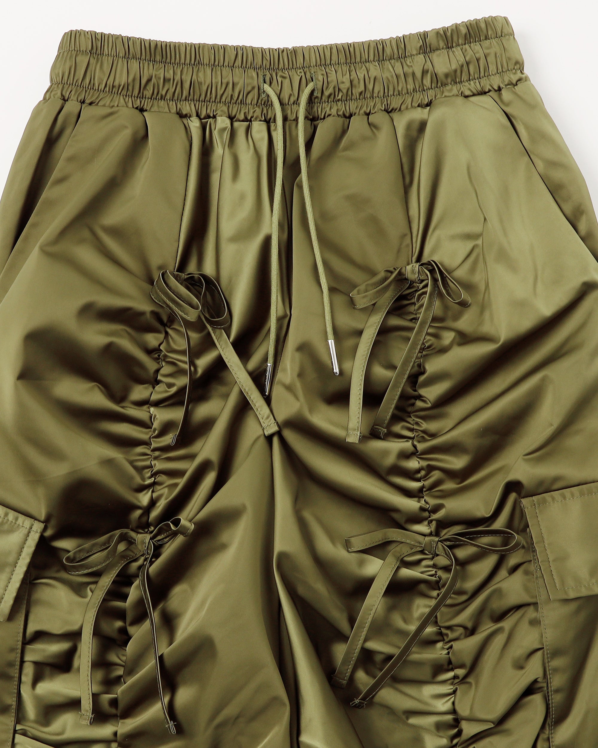 GATHER RIBBON CARGO PANTS (KHAKI)