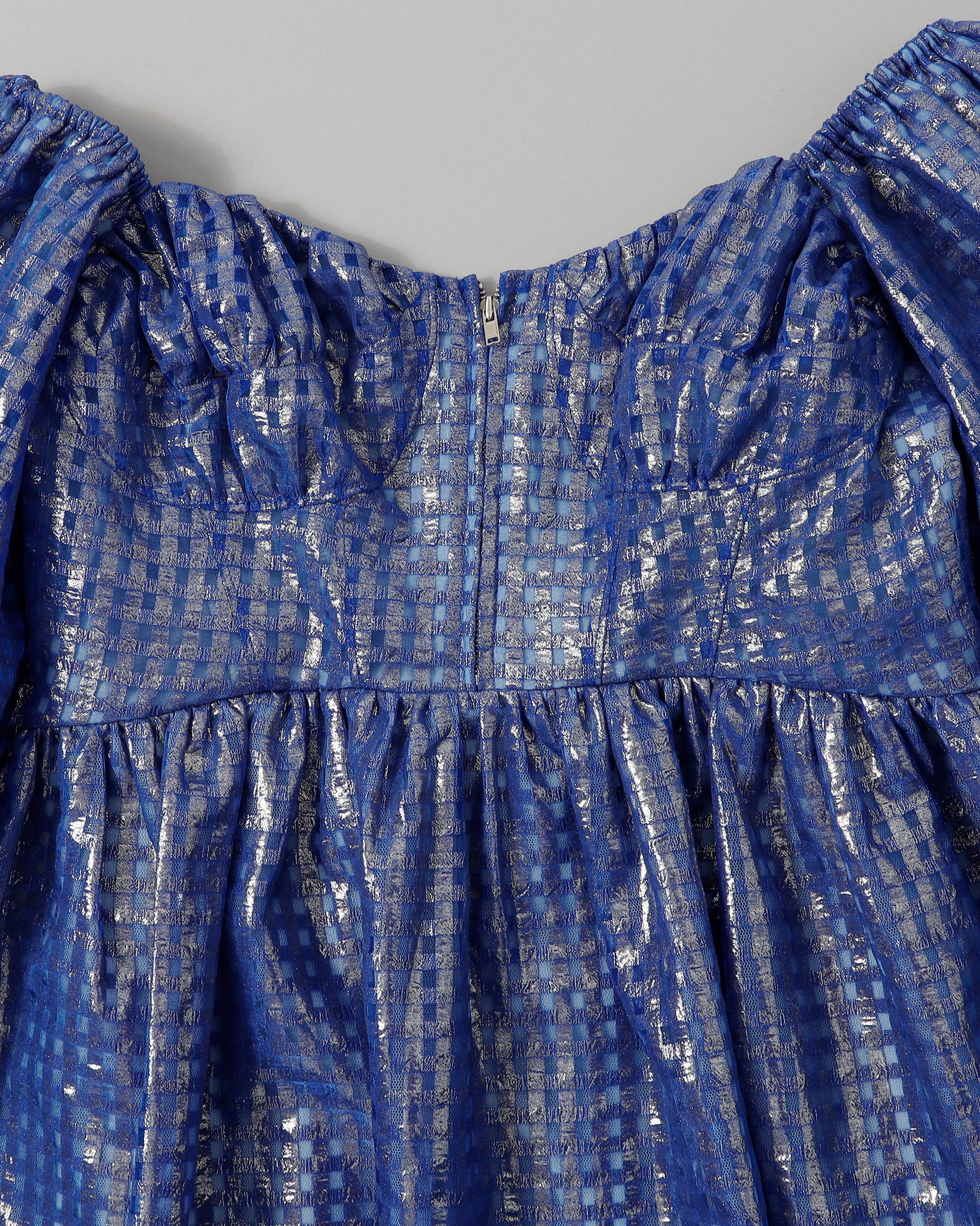 Metallic gingham mini dress