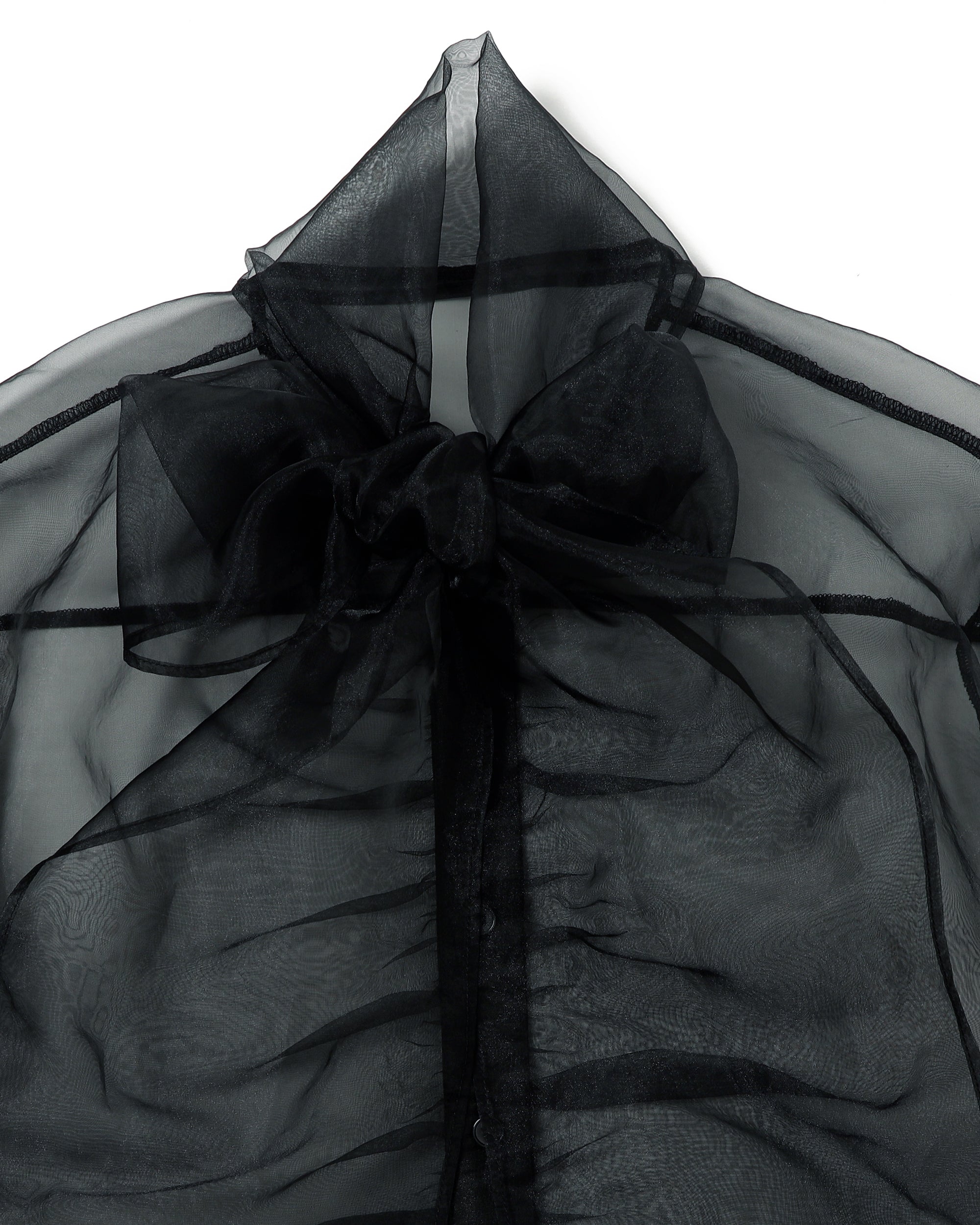 Ribbon tie blouse (black)