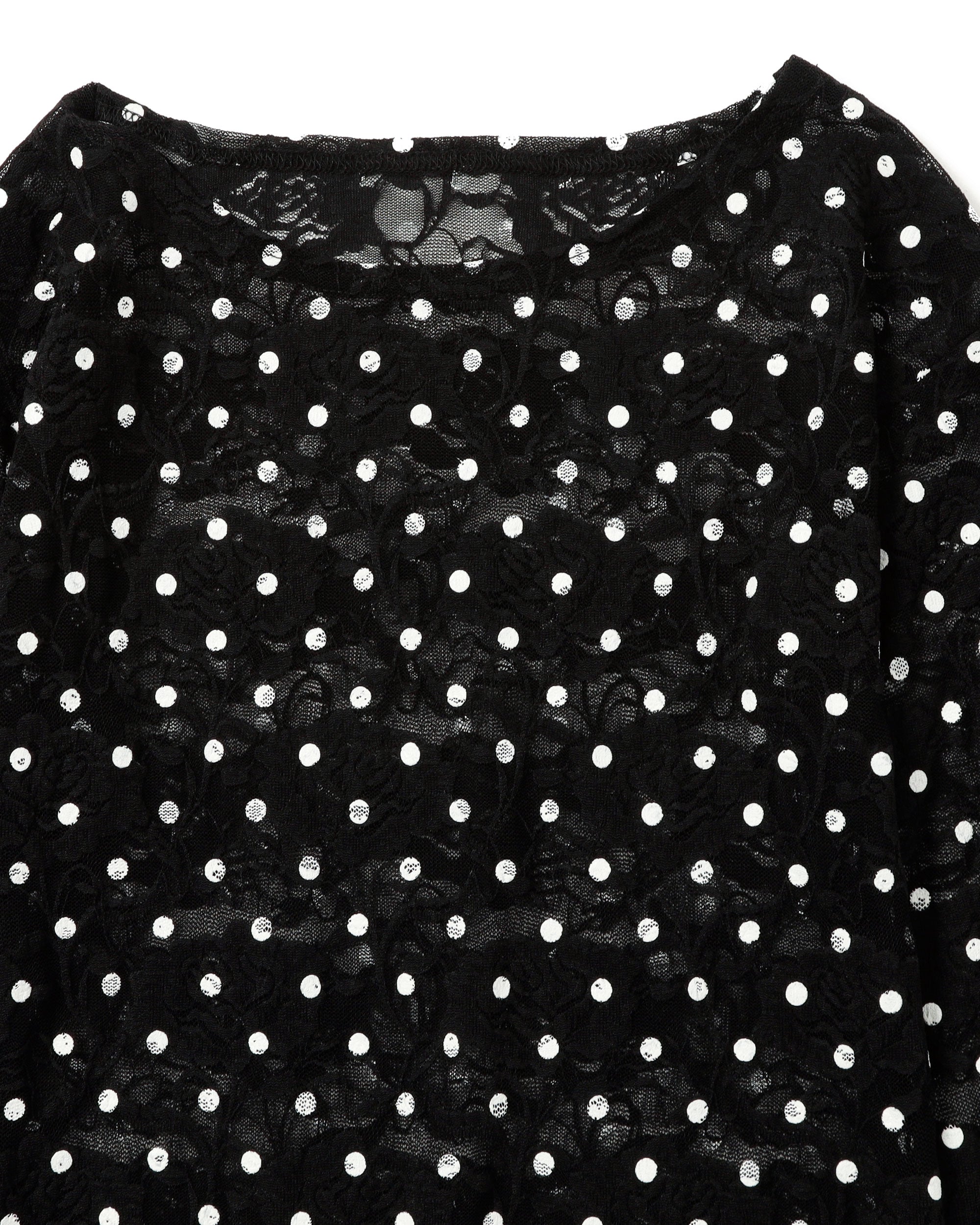 Dot lace see-through top (round neck) black