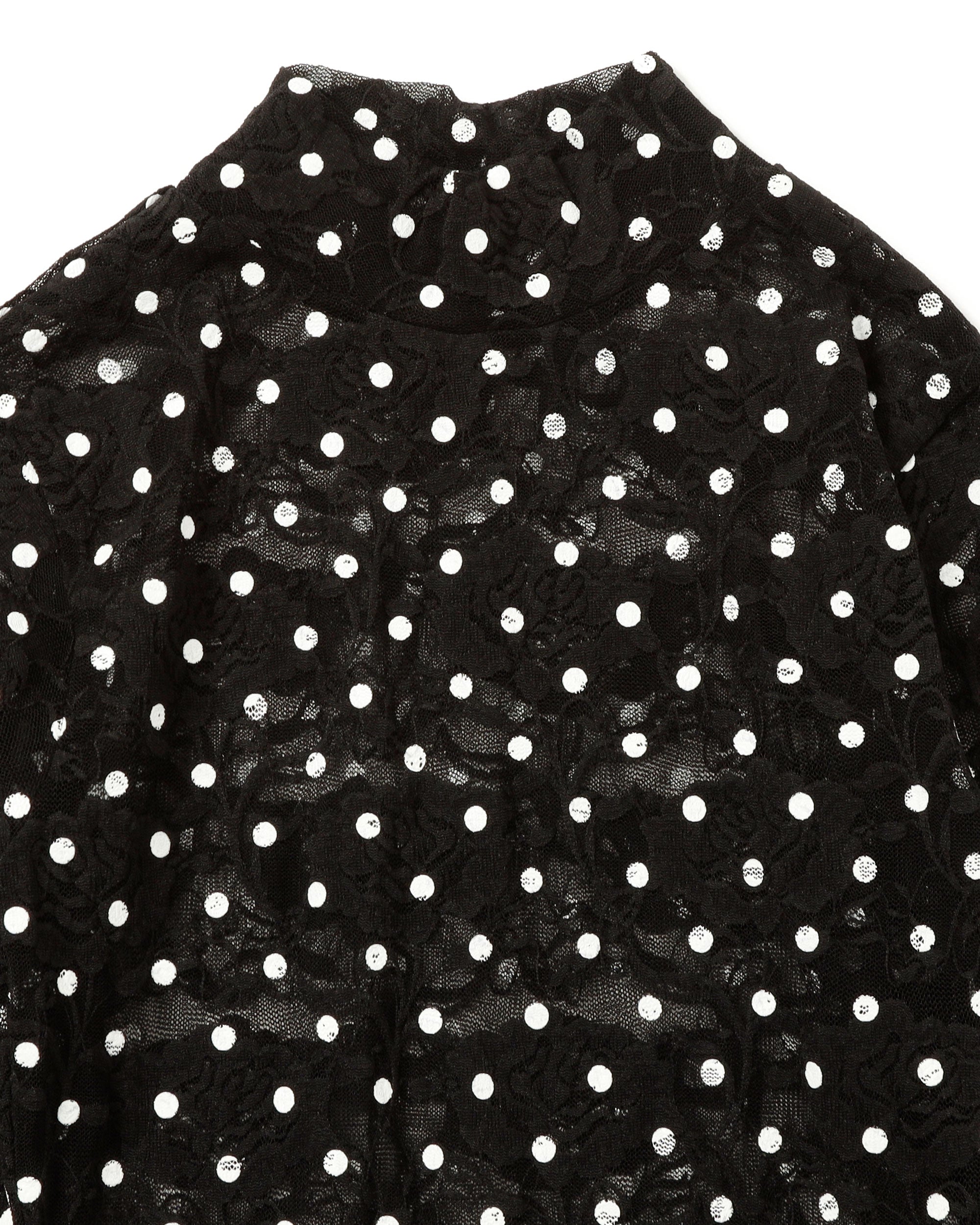 Dot lace see-through top (high neck) black