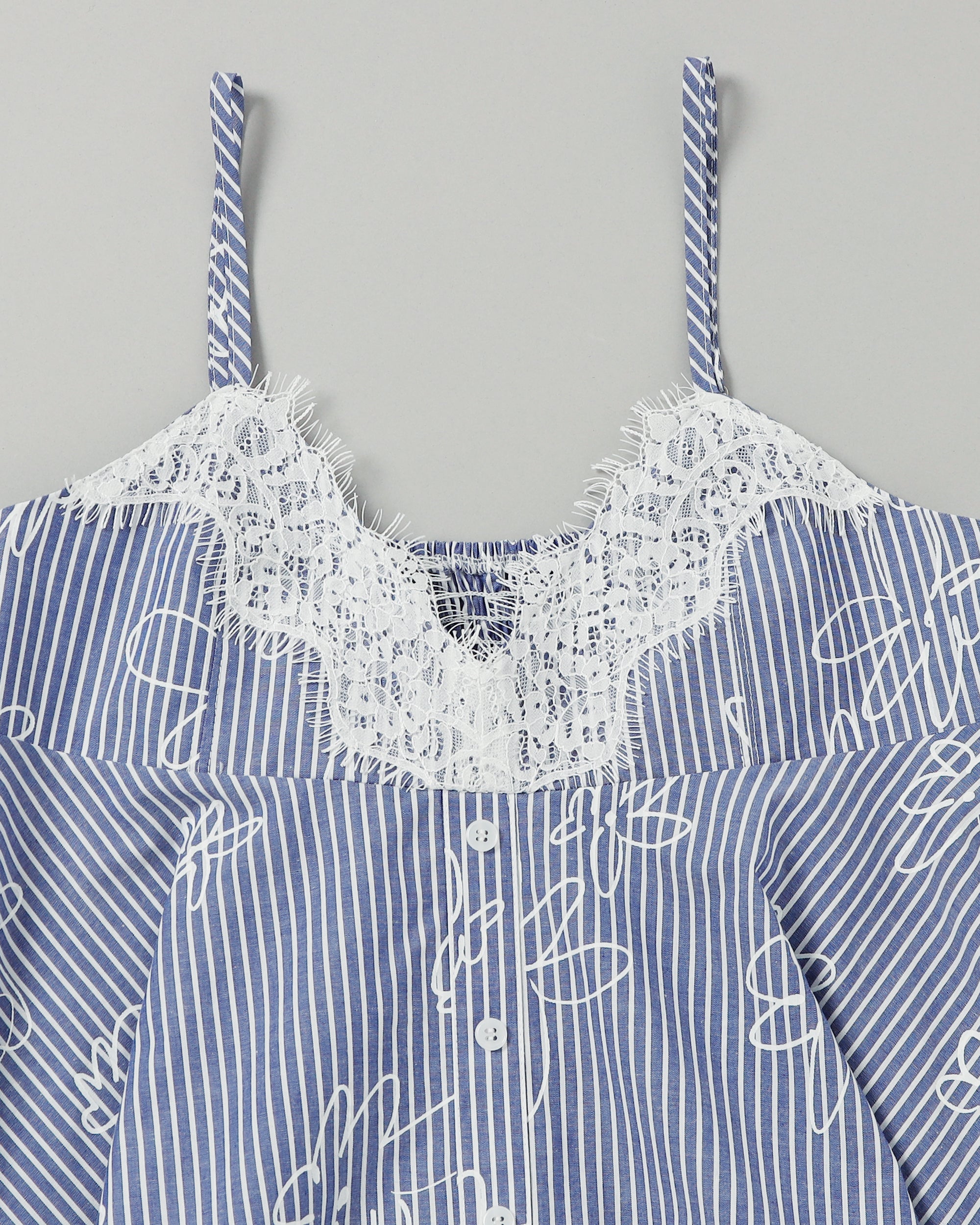 Handkerchief hem tunic (blue stripe flower)