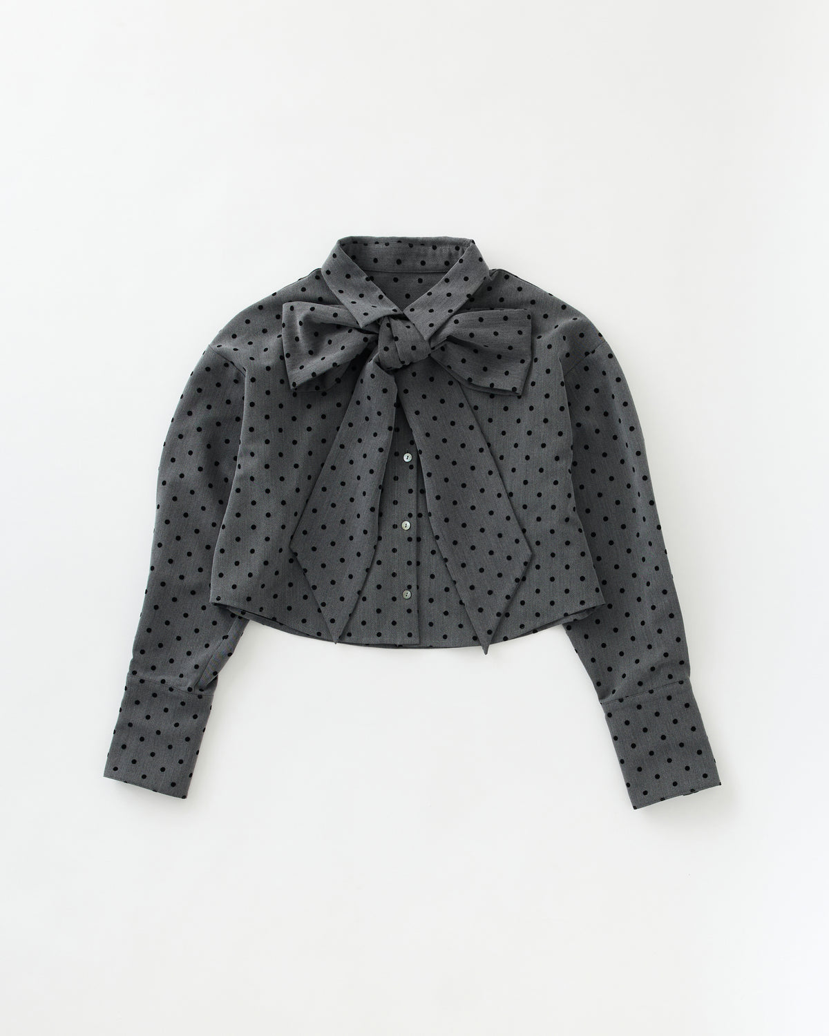 2way ribbon tie cropped shirt