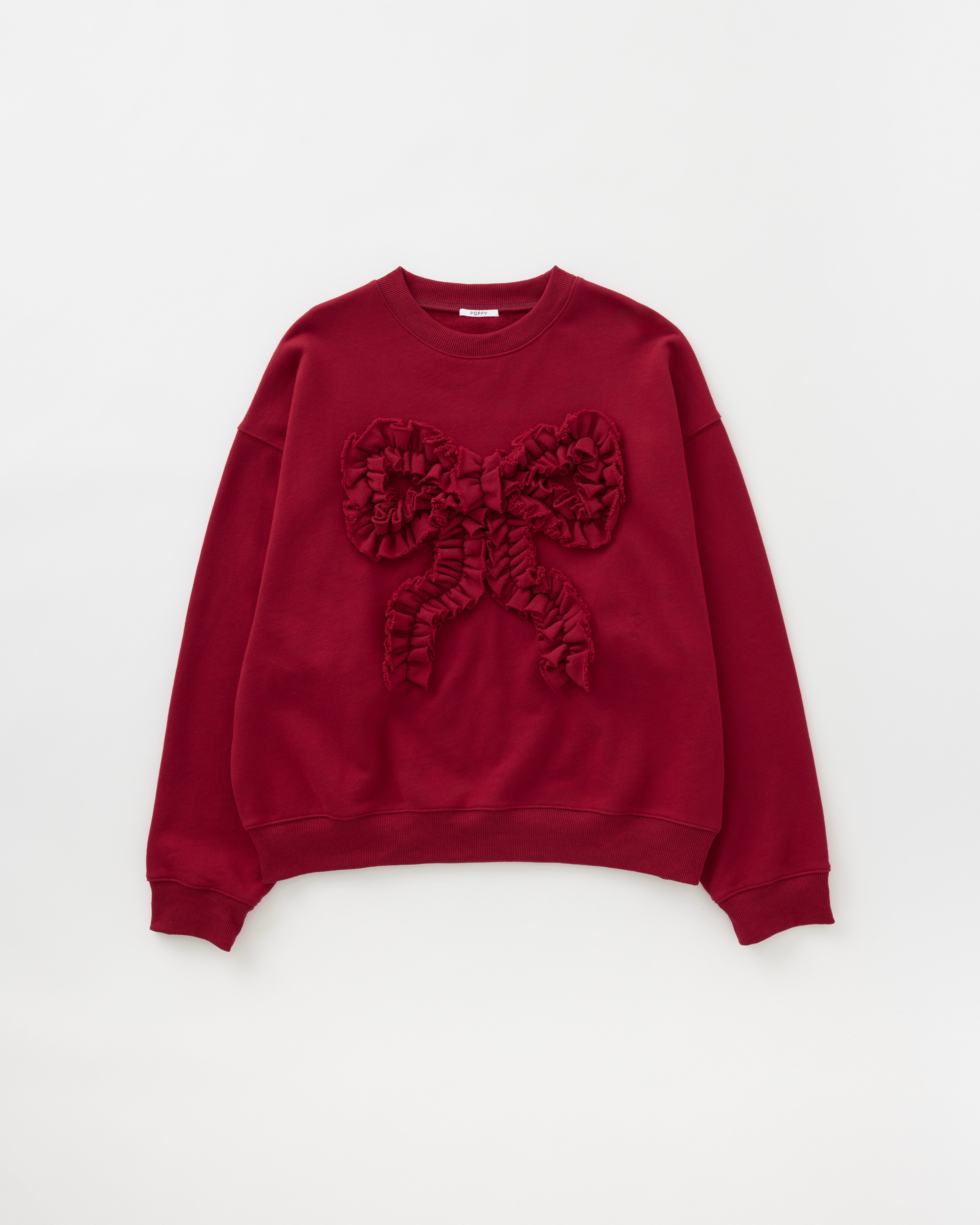 Ribbon gathered sweatshirt