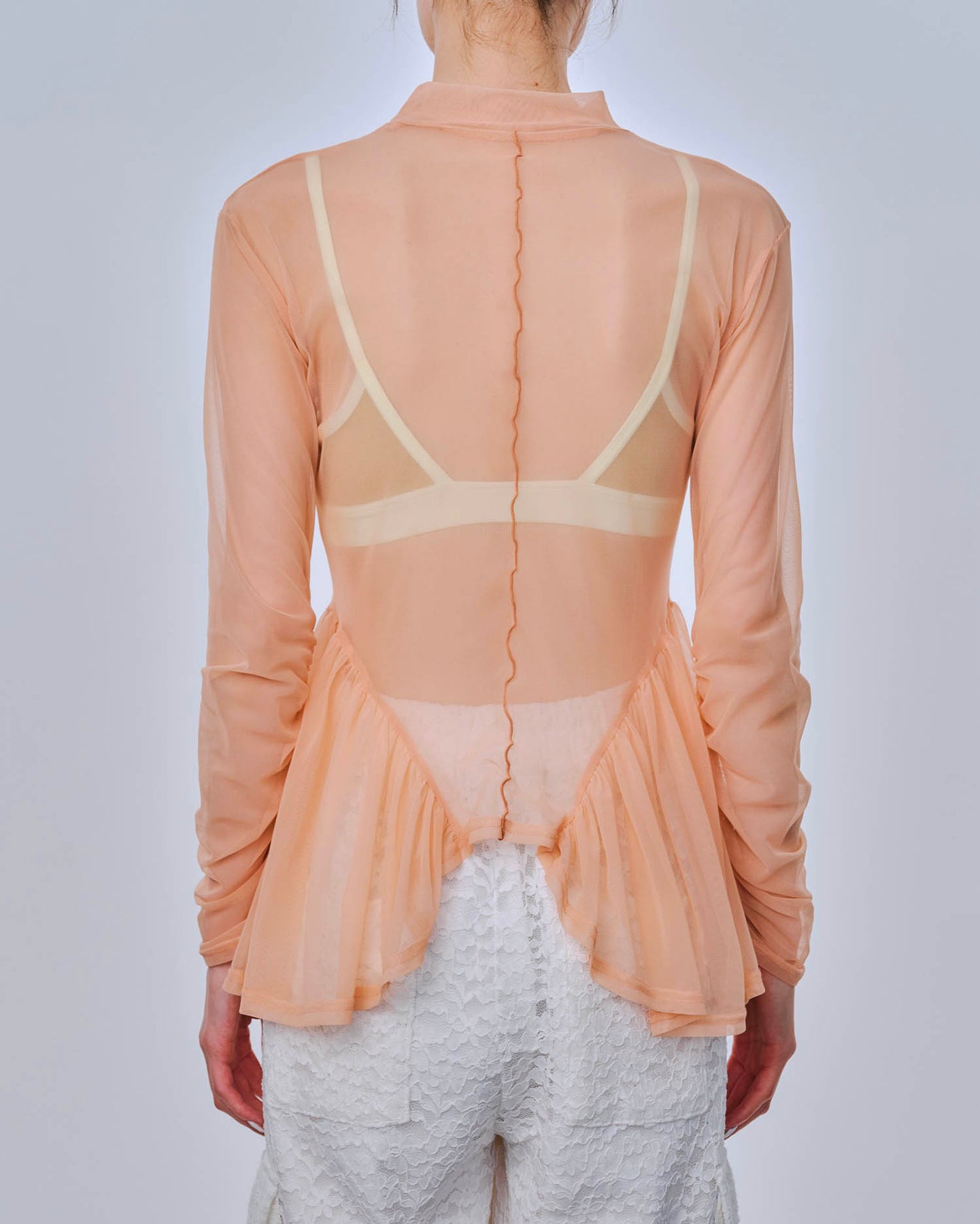 Arch gather see-through tops (Pink) – POPPY